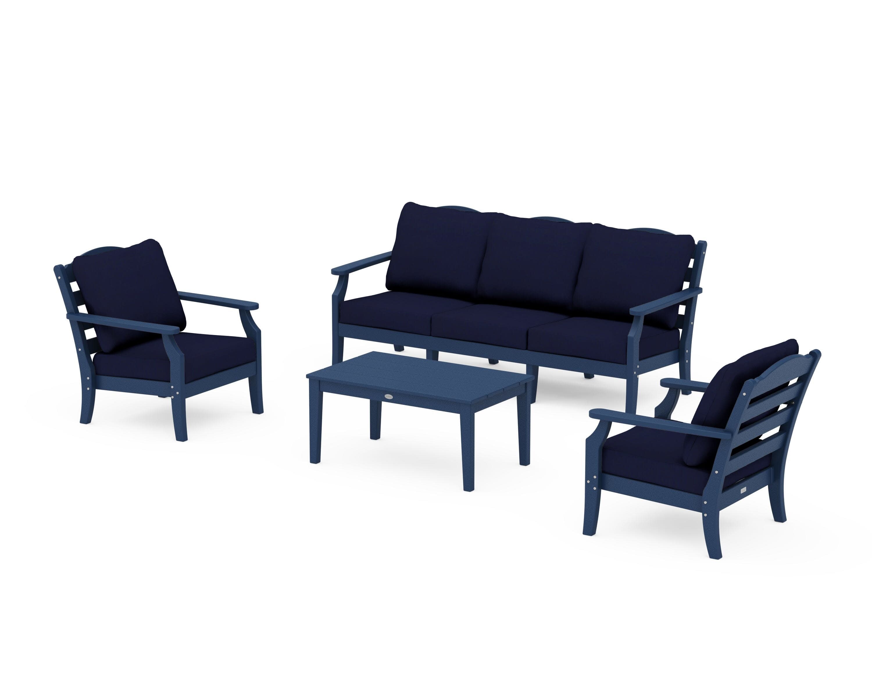 Savannah 4-Piece Deep Seating Set with Sofa in Navy / Navy