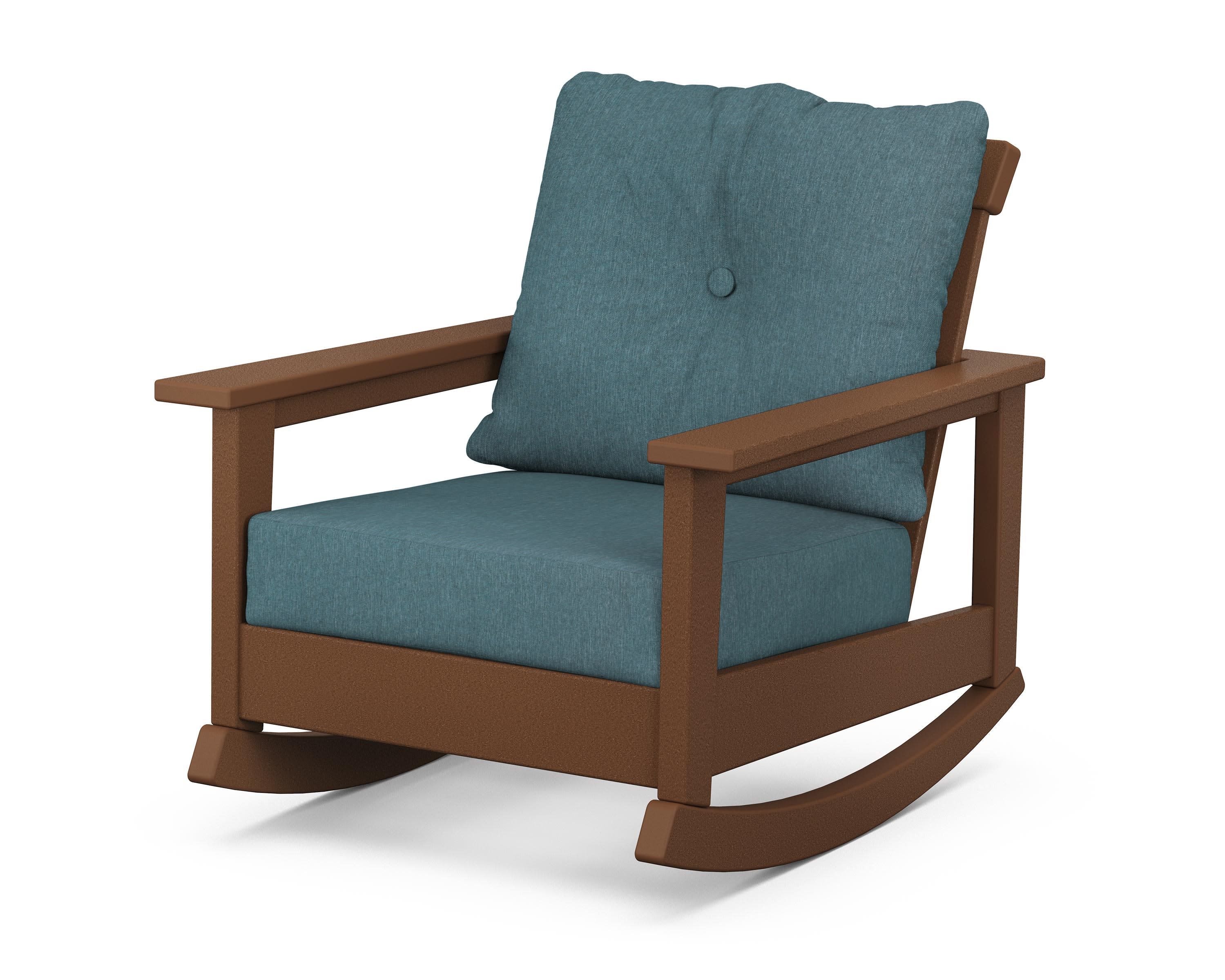Prescott Deep Seating Rocking Chair in Teak / Ocean Teal