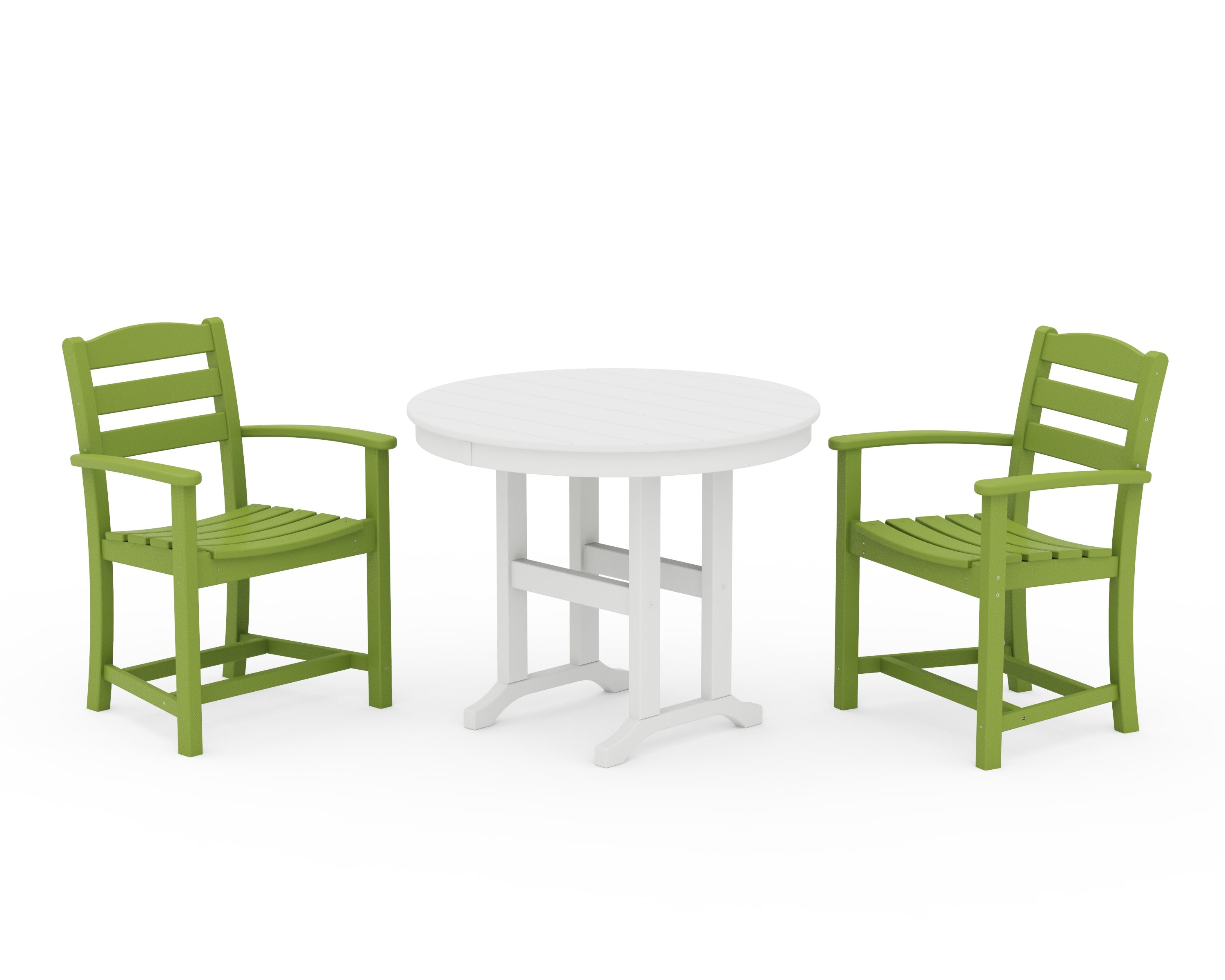 La Casa Caf 3-Piece Round Dining Set in Lime / White