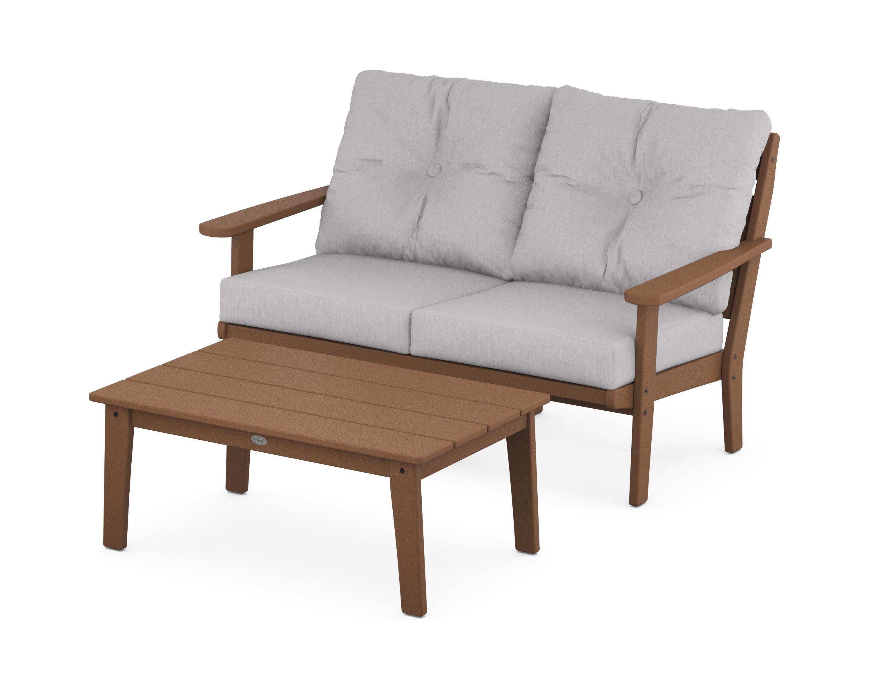 Lakeside 2-Piece Lounge Loveseat Set in Teak / Granite
