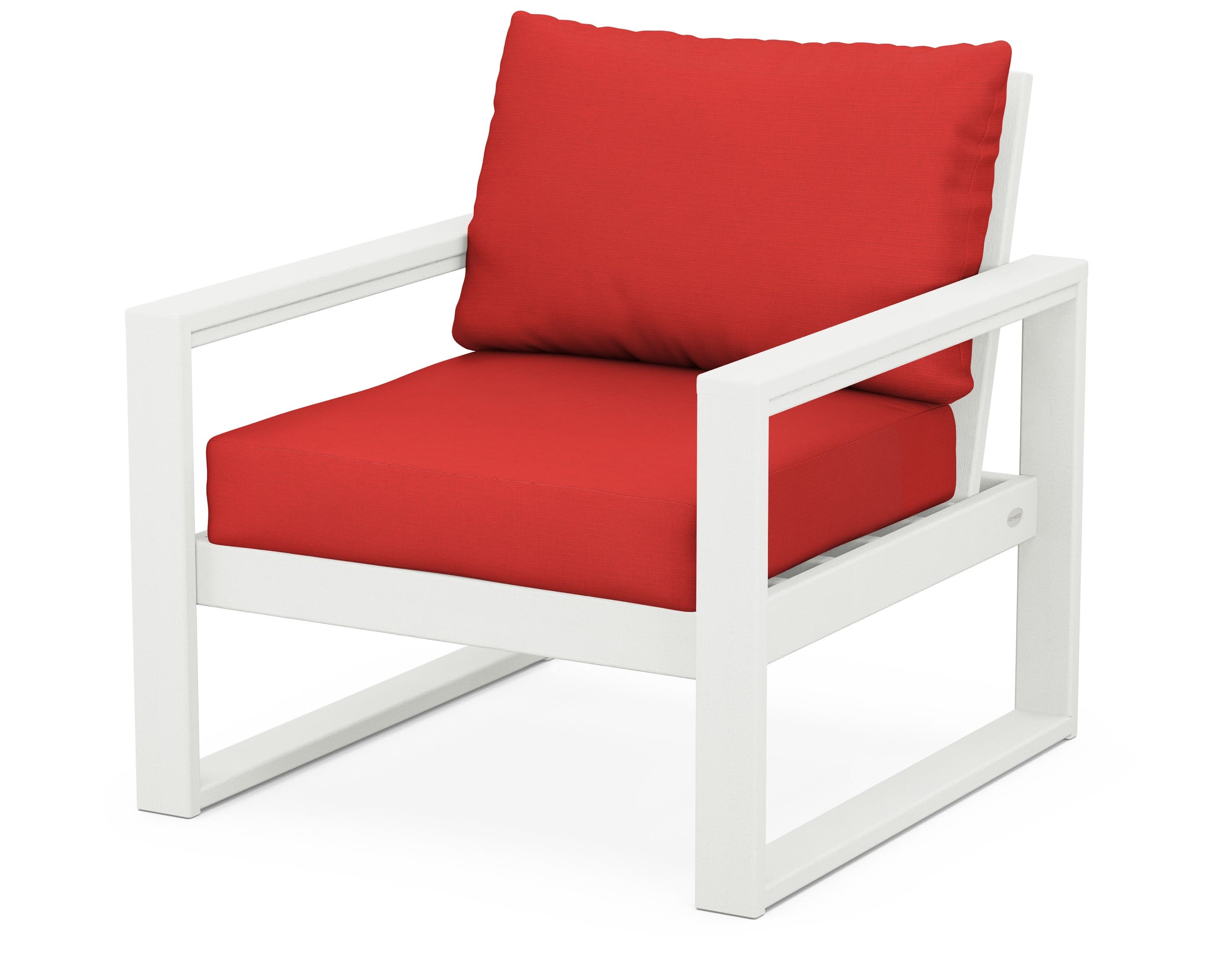 EDGE Club Chair in Vintage White / Crimson Linen