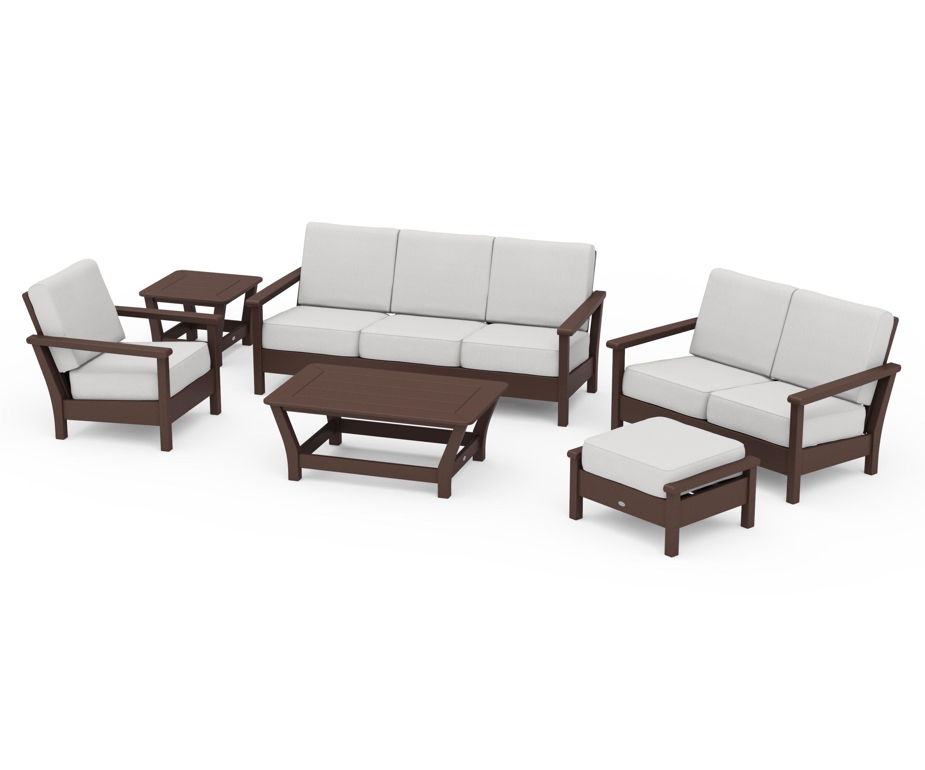 Harbour 6-Piece Outdoor Living Set in Mahogany / Diamond in the Rough