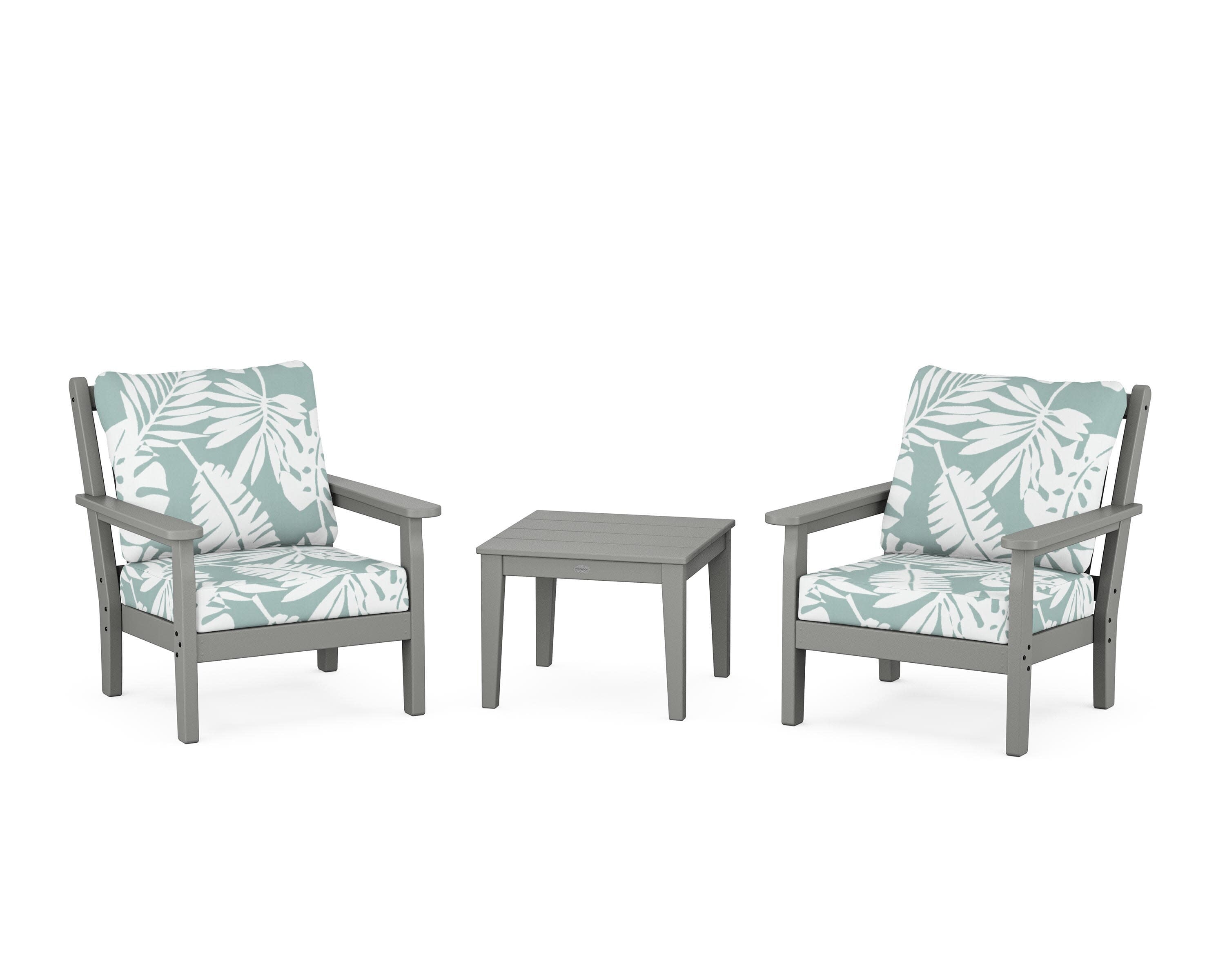 Chippendale 3-Piece Deep Seating Set in Slate Grey / Leaf Glacier Spa