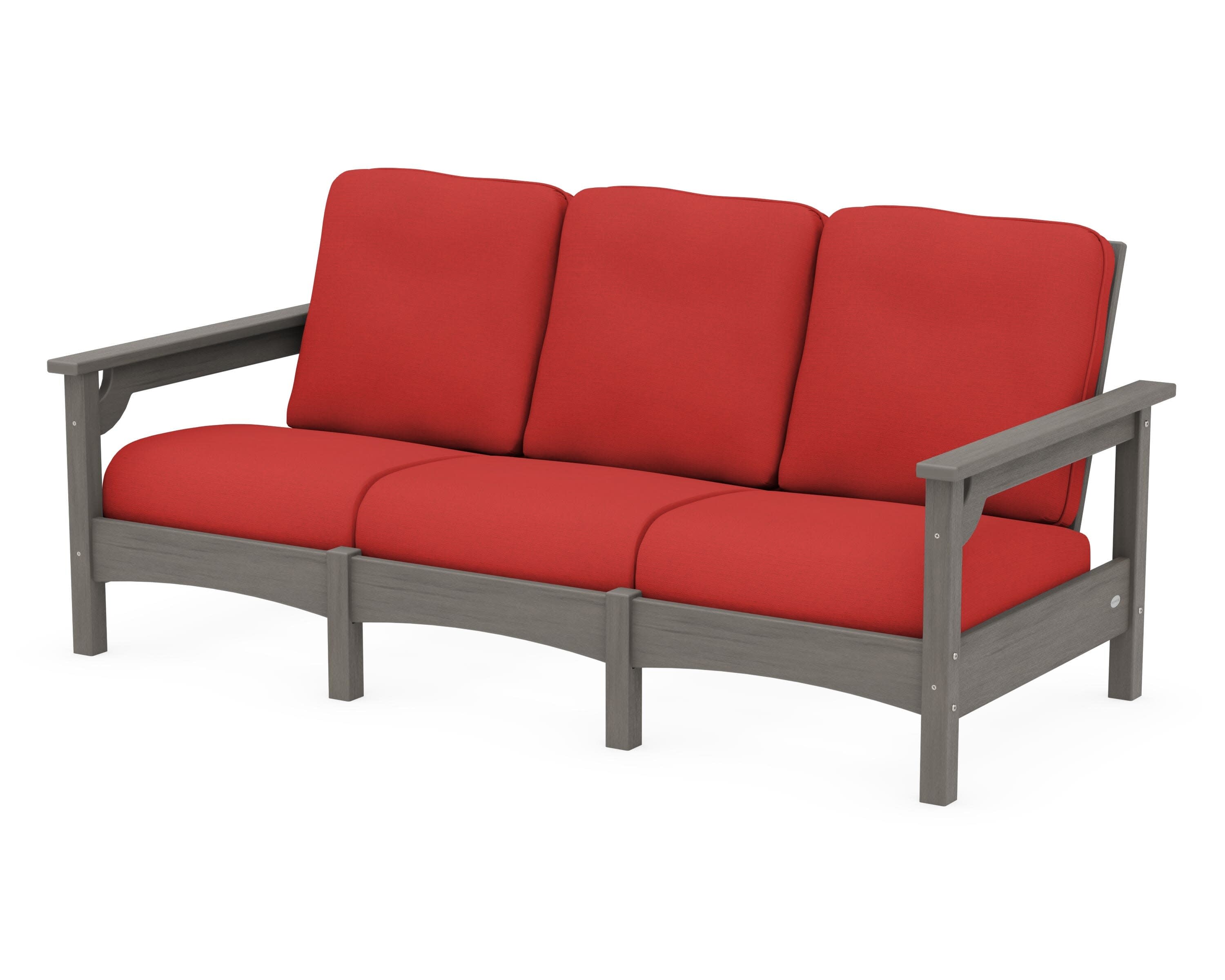 Club Sofa in Driftwood / Crimson Linen