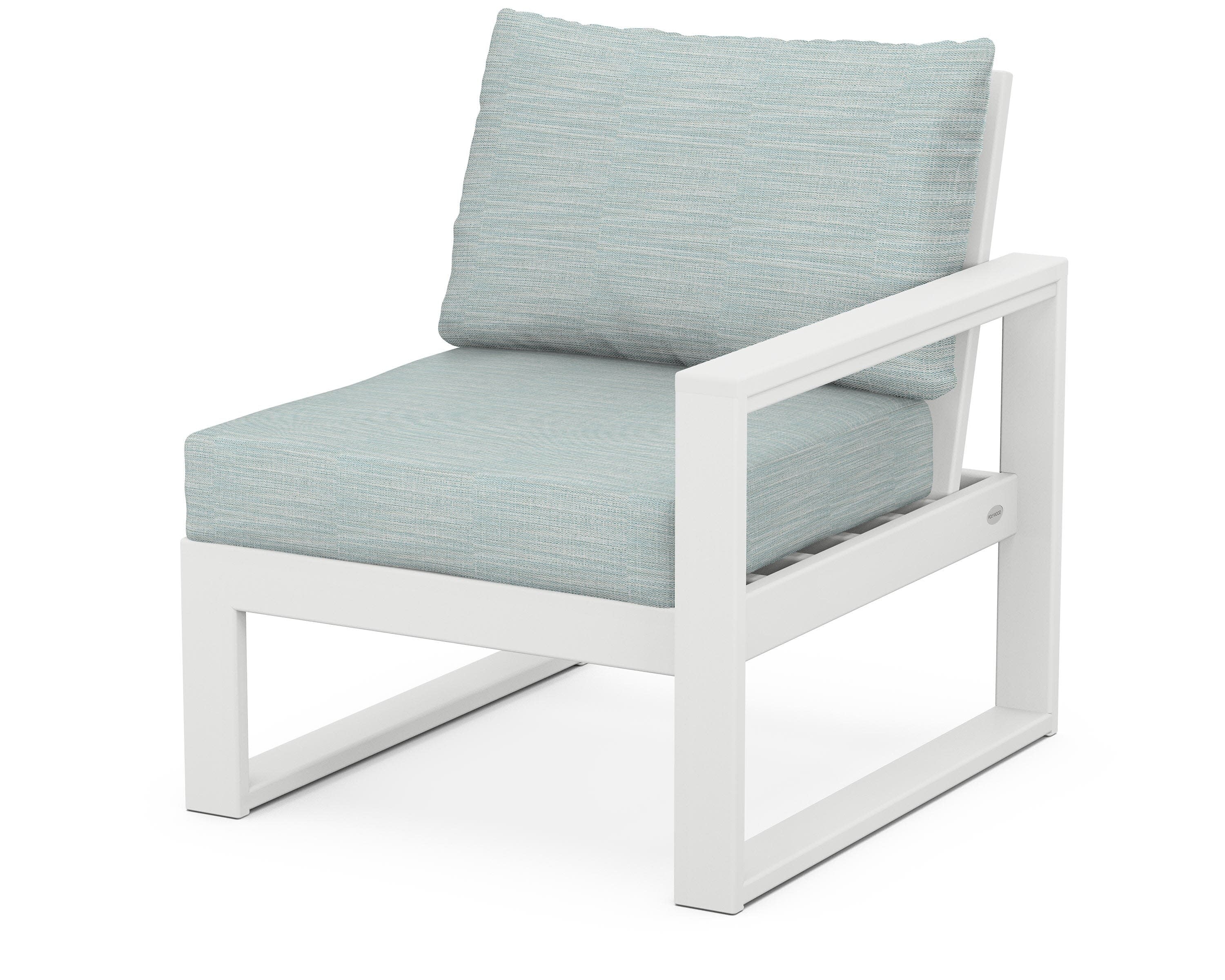EDGE Modular Right Arm Chair in White / Soothe Mist