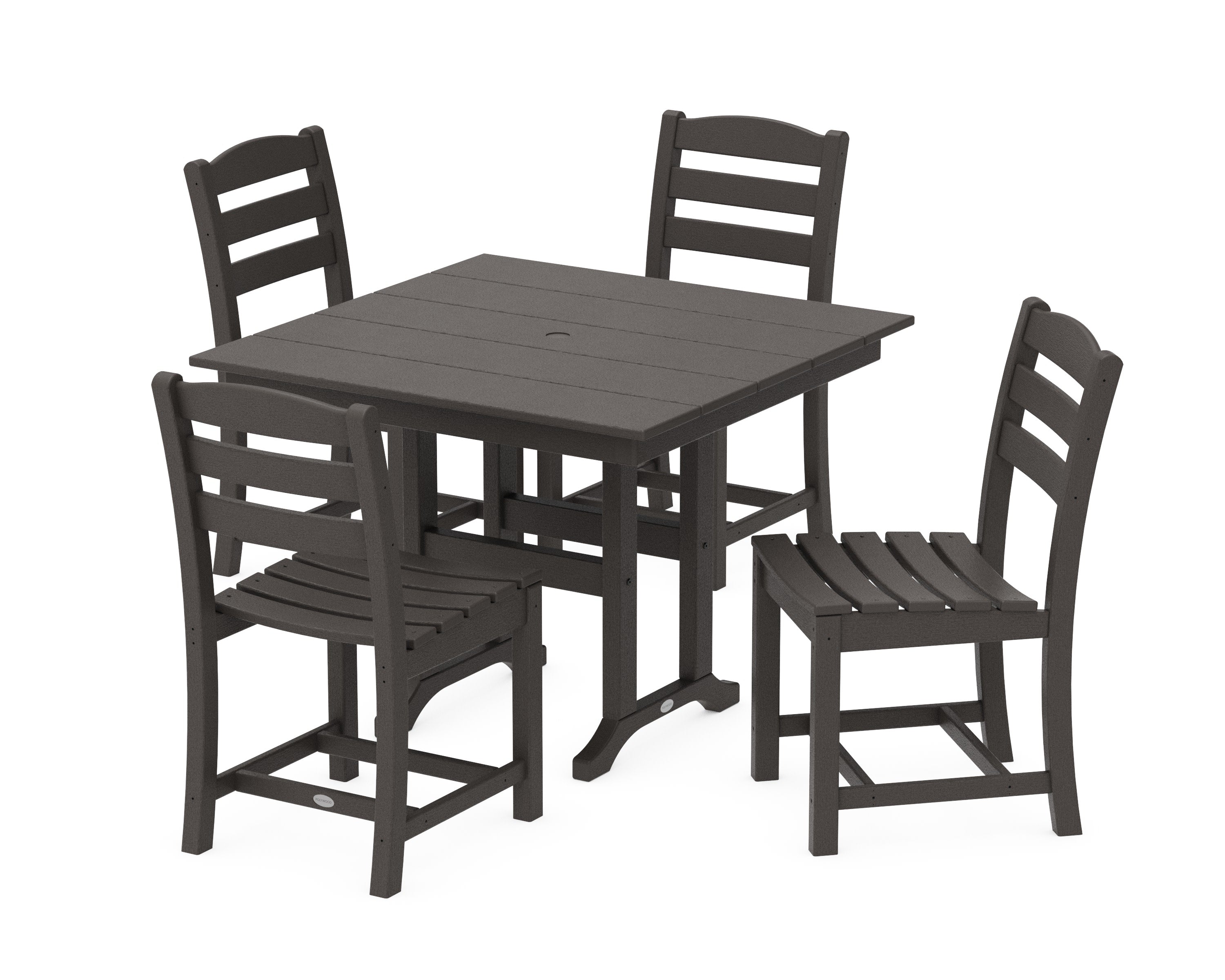 La Casa Caf Side Chair 5-Piece Farmhouse Dining Set in Vintage Coffee