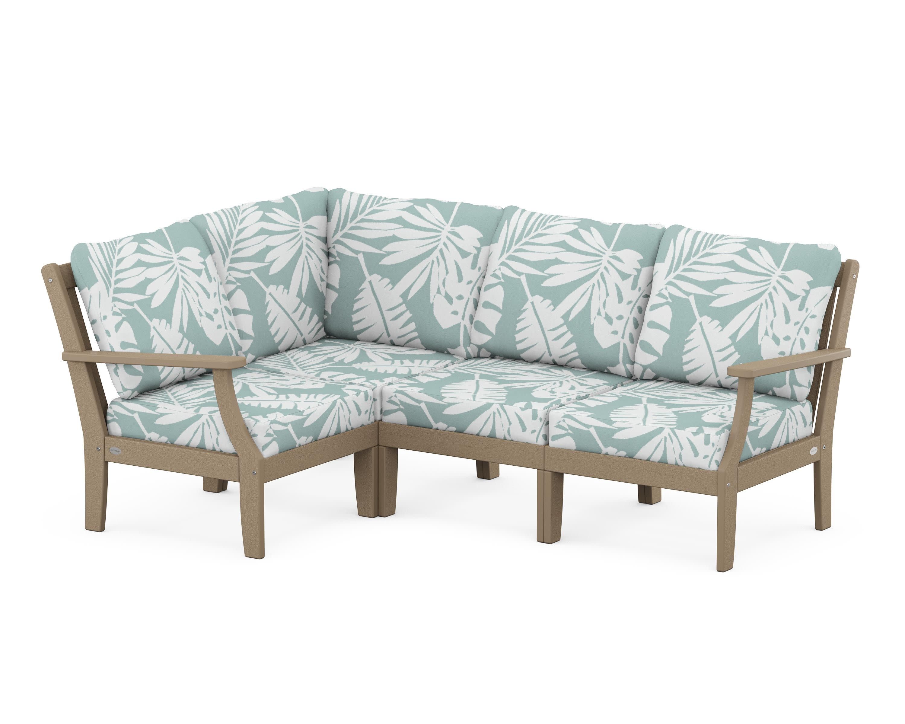 Braxton Modular 4-Piece Deep Seating Set in Vintage Sahara / Leaf Glacier Spa
