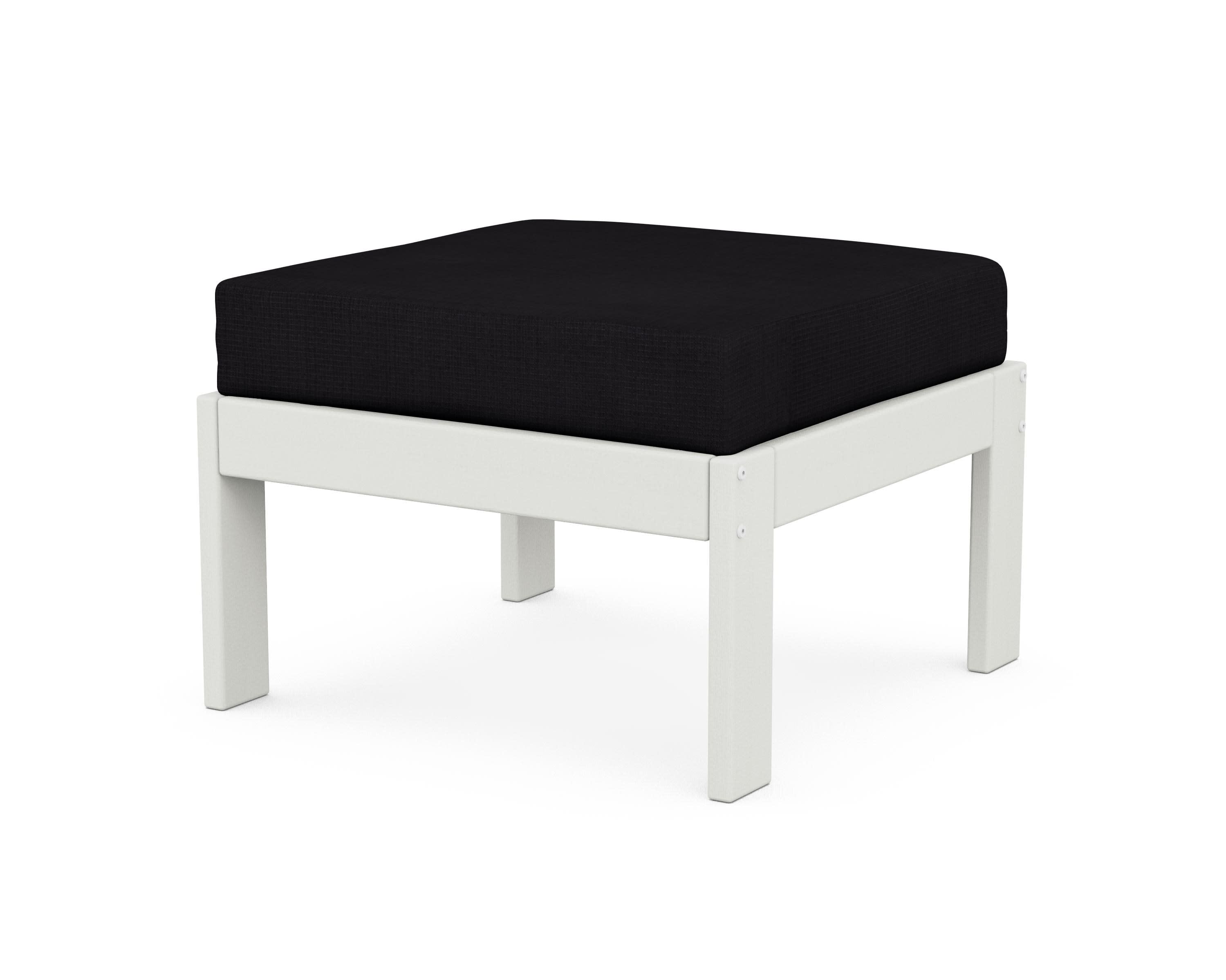 Vineyard Modular Ottoman in Vintage White / Midnight Linen