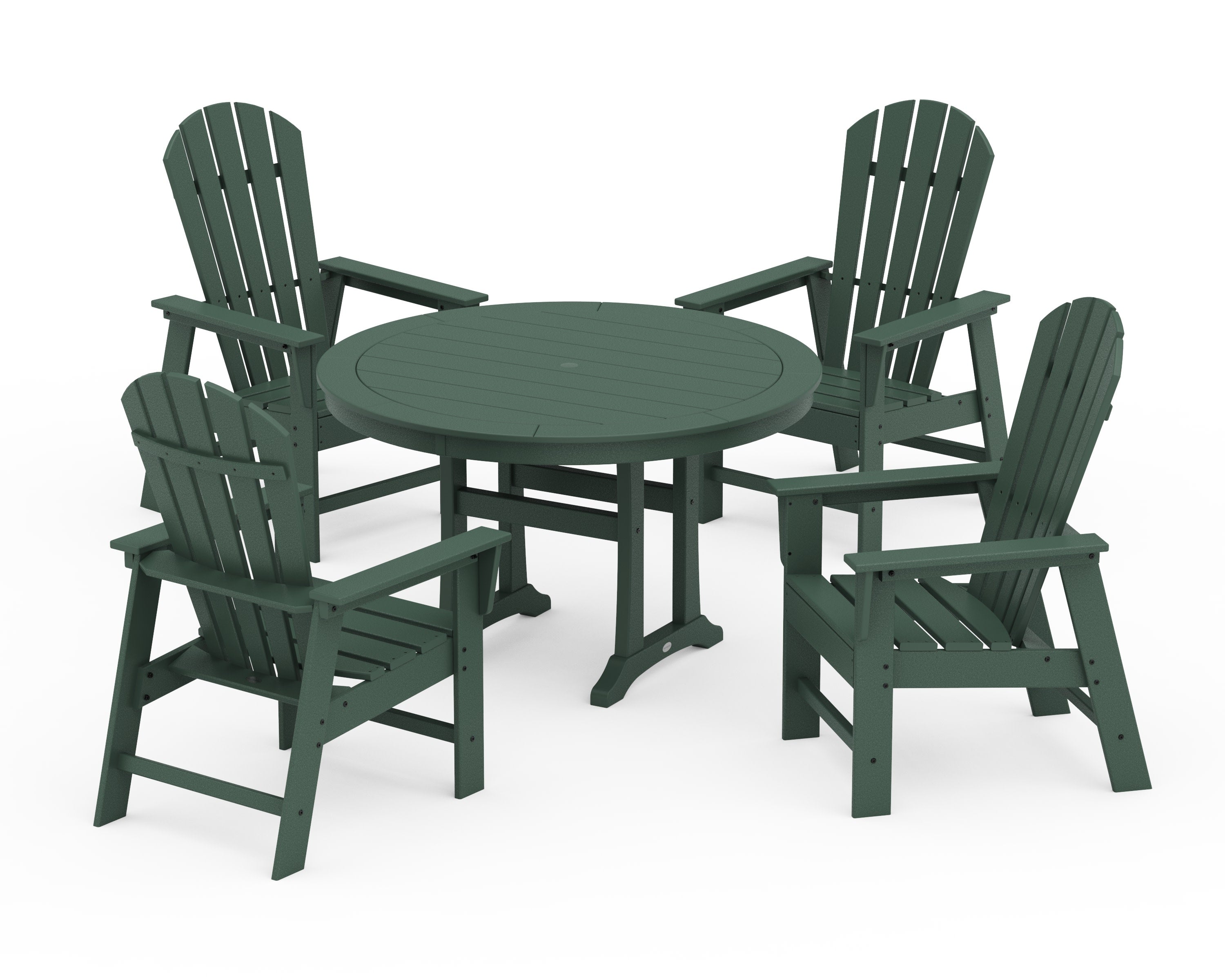 South Beach 5-Piece Round Dining Set with Trestle Legs in Green