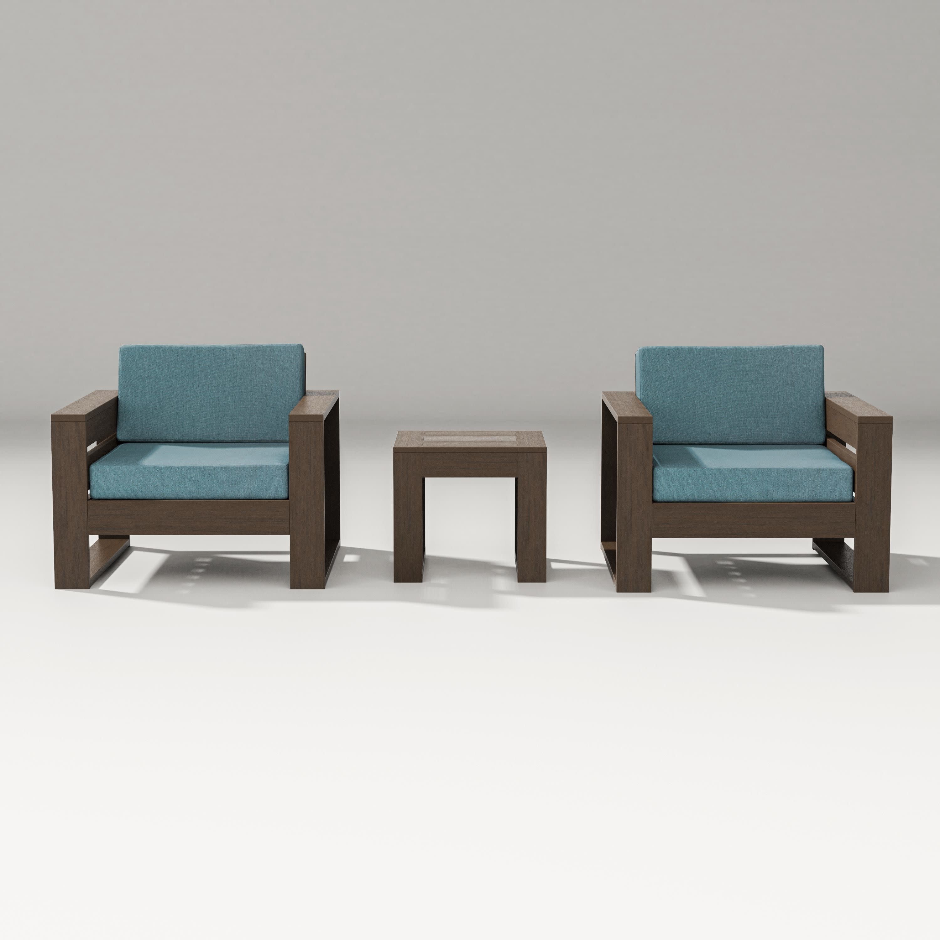 Latitude 3-Piece Lounge Chair Set in Kona / Ocean Teal