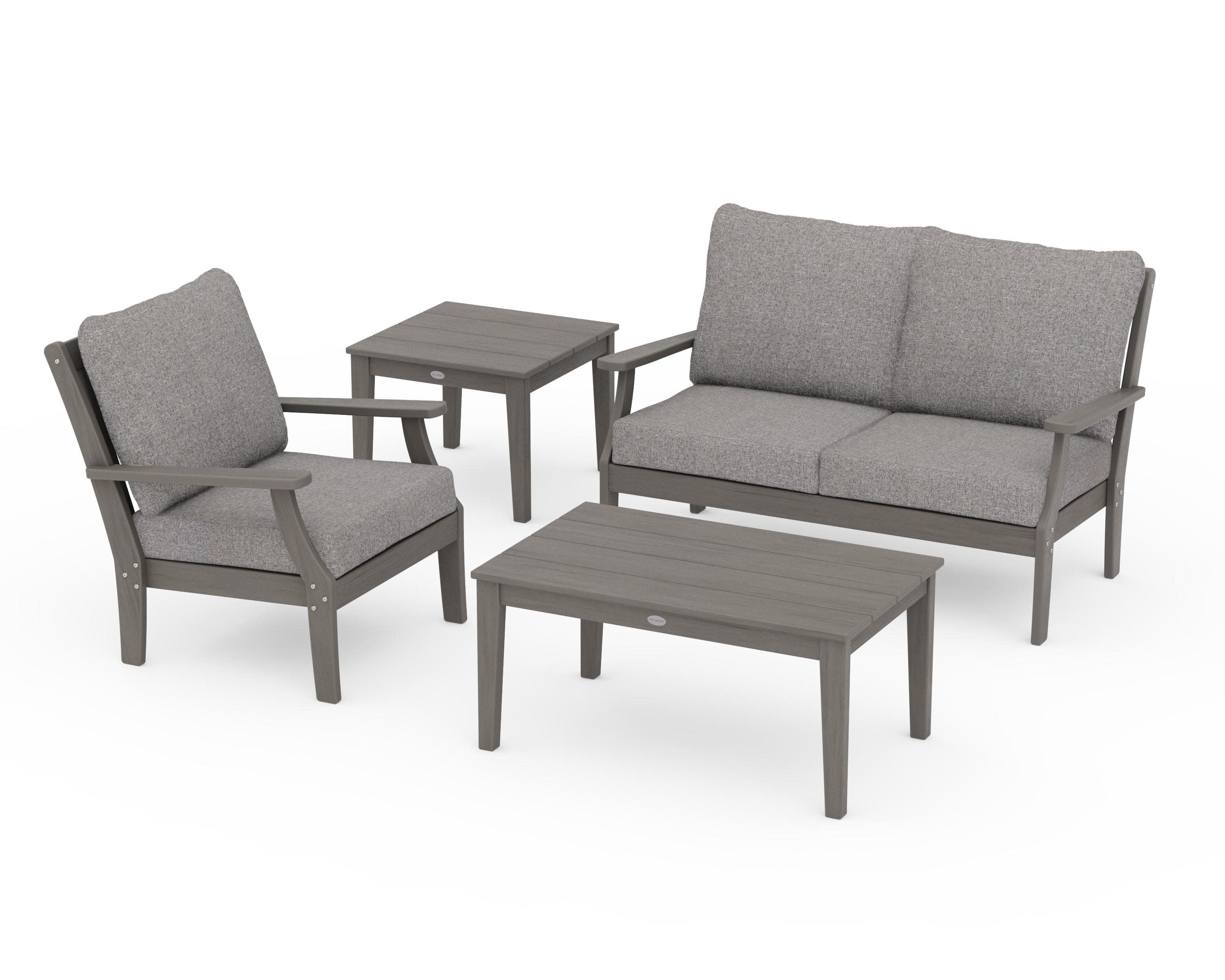 Braxton 4-Piece Deep Seating Set in Driftwood / Grey Mist