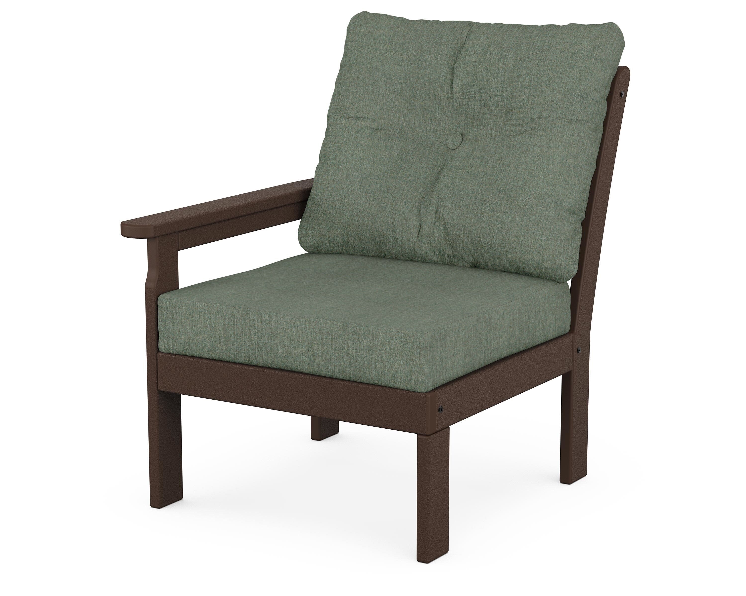 Vineyard Modular Left Arm Chair in Mahogany / Cast Sage