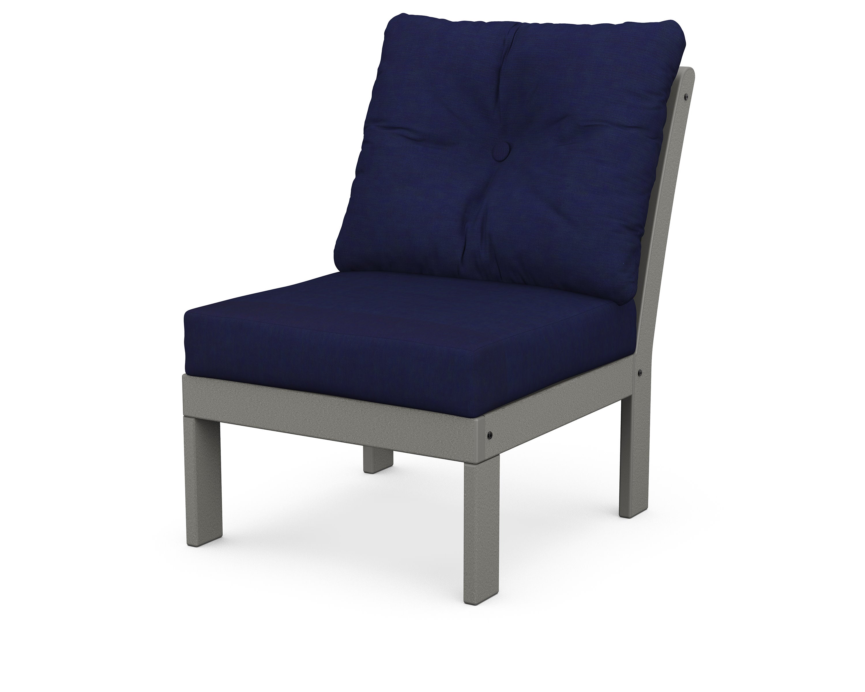 Vineyard Modular Armless Chair in Slate Grey / Navy