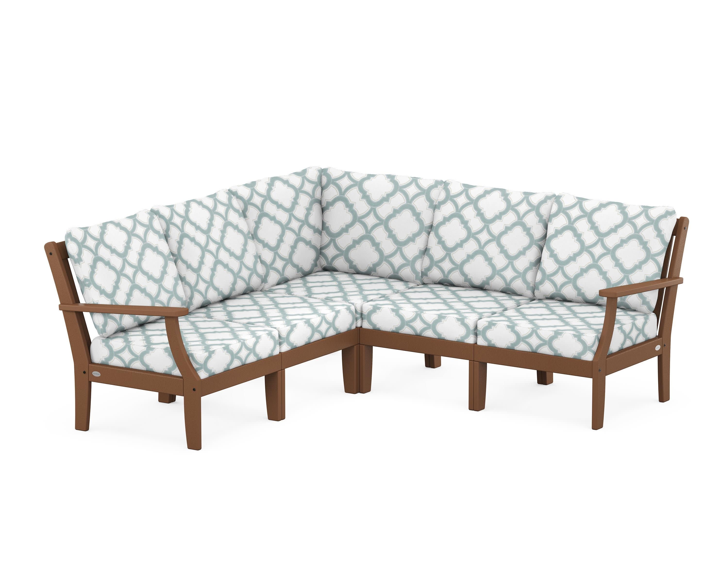 Braxton Modular 5-Piece Deep Seating Set in Teak / Trellis Glacier Spa
