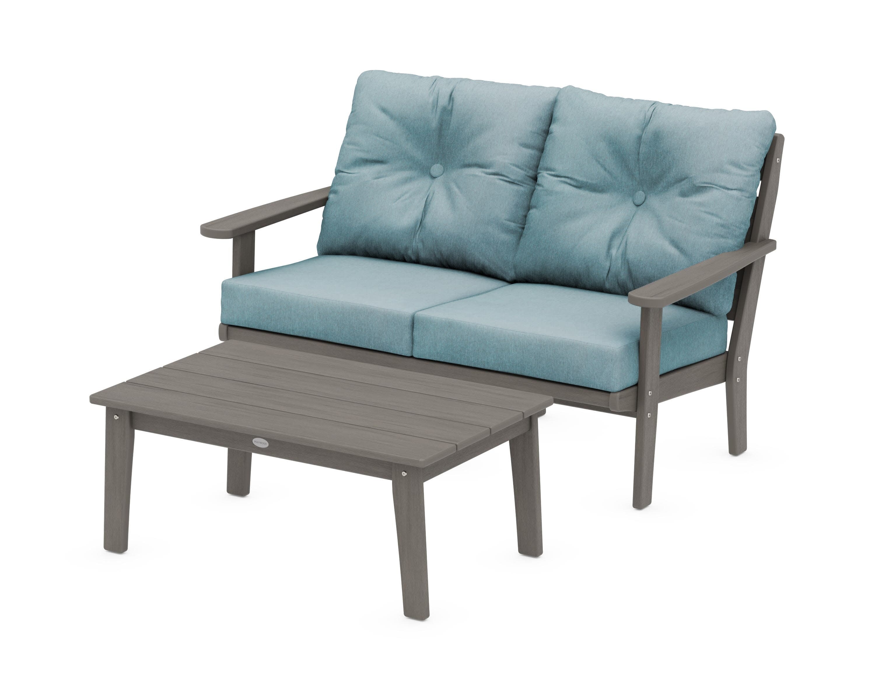 Lakeside 2-Piece Lounge Loveseat Set in Driftwood / Ocean Teal