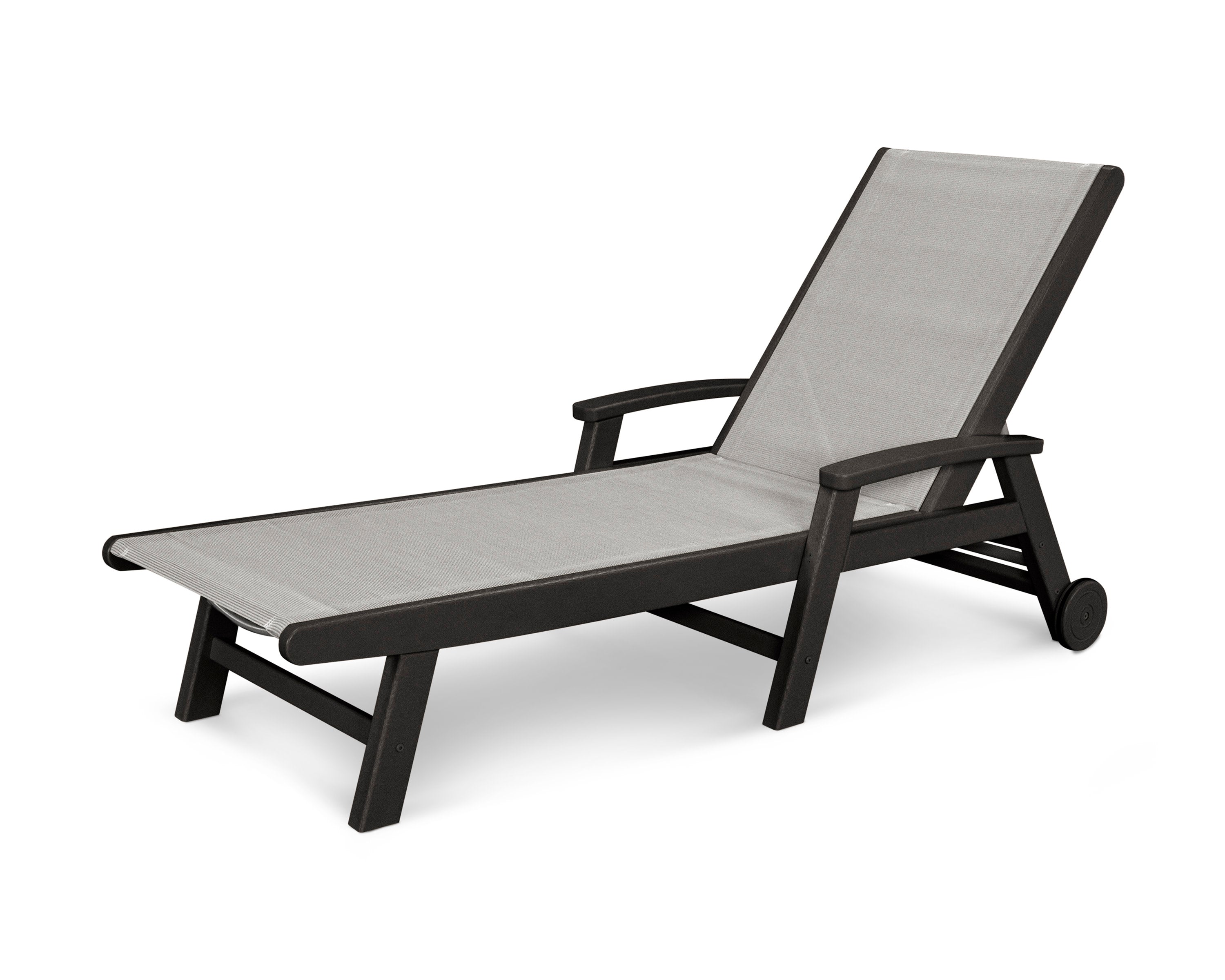 Coastal Chaise with Wheels in Black / Metallic Sling