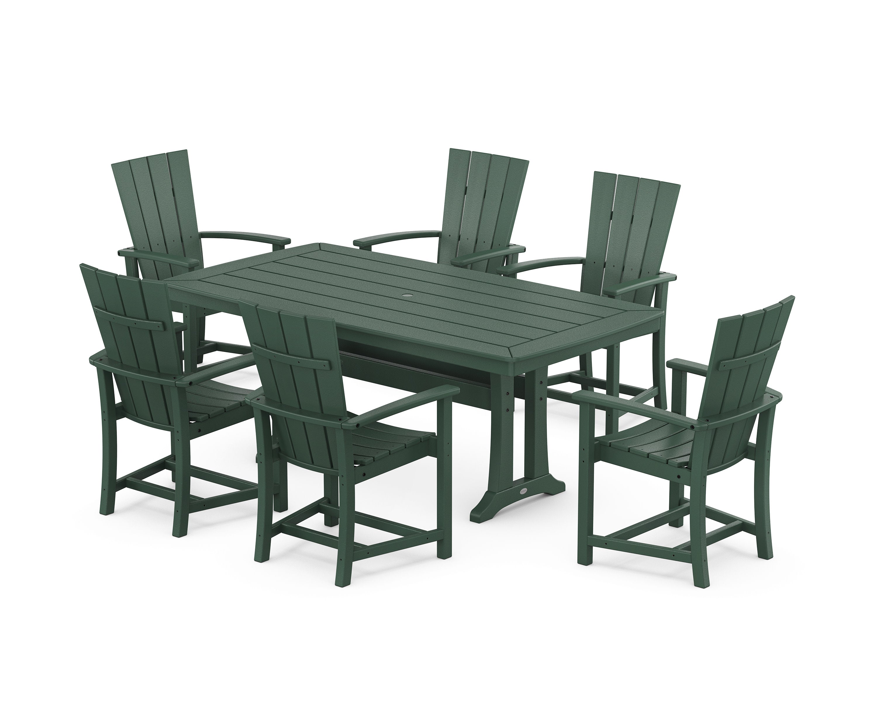 Quattro 7-Piece Dining Set with Trestle Legs in Green