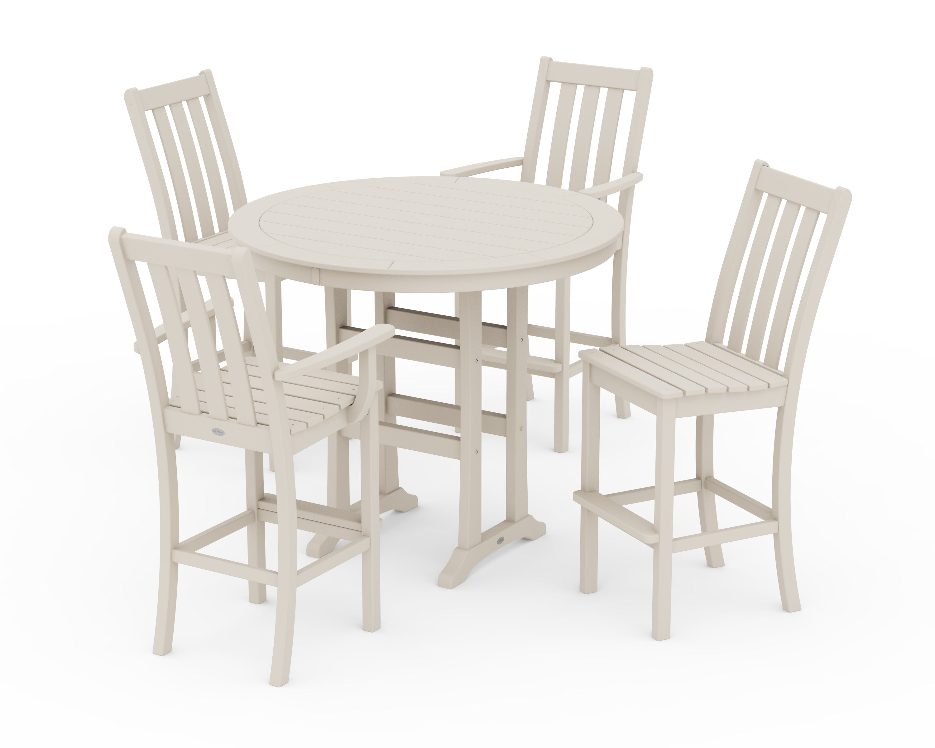 Vineyard 5-Piece Nautical Trestle Bar Set in Sand