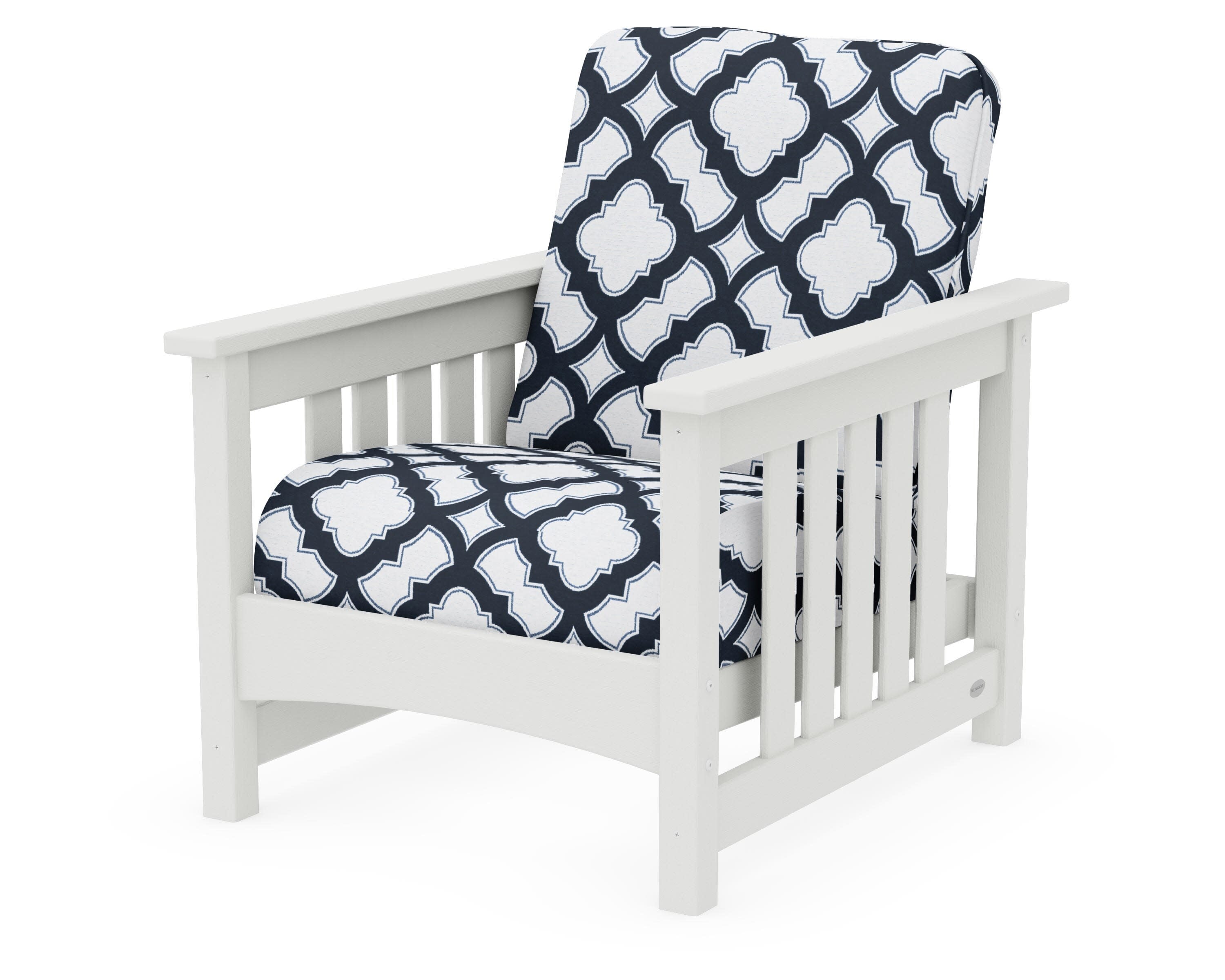 Club Mission Chair in Vintage White / Trellis Marine Indigo