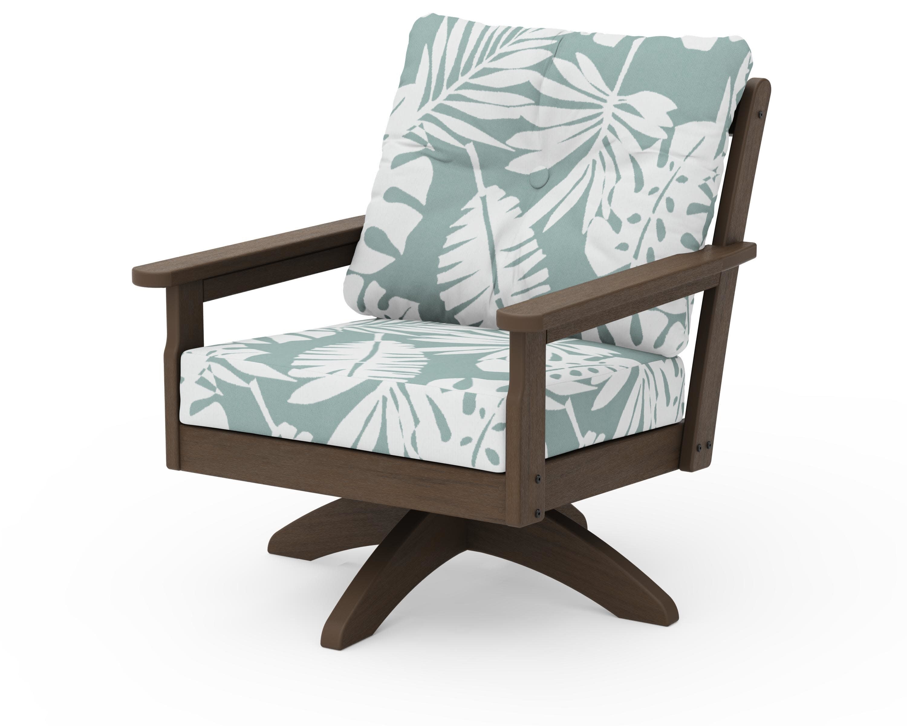 Vineyard Deep Seating Swivel Chair in Kona / Leaf Glacier Spa