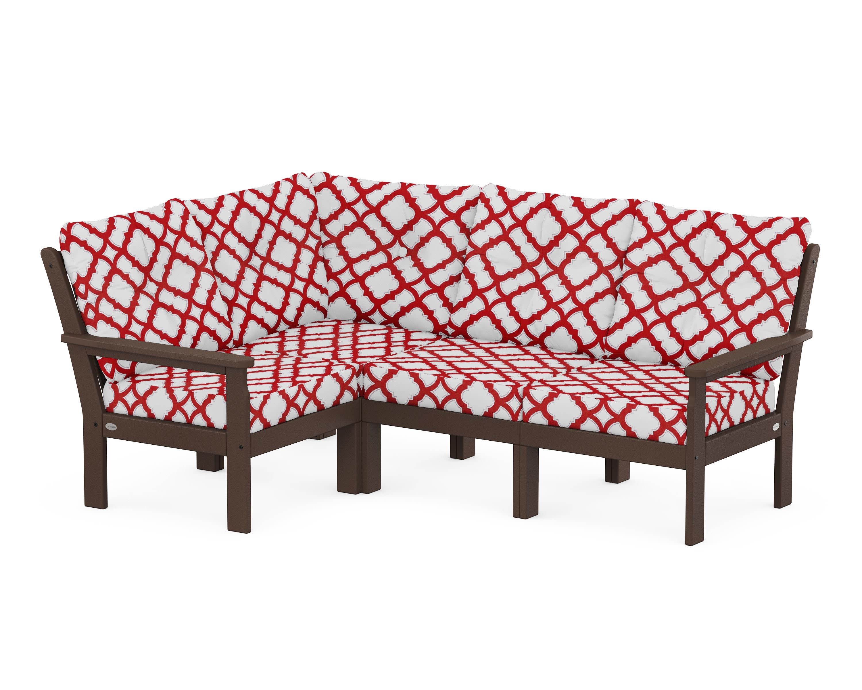 Vineyard 4-Piece Sectional in Mahogany / Trellis Crimson