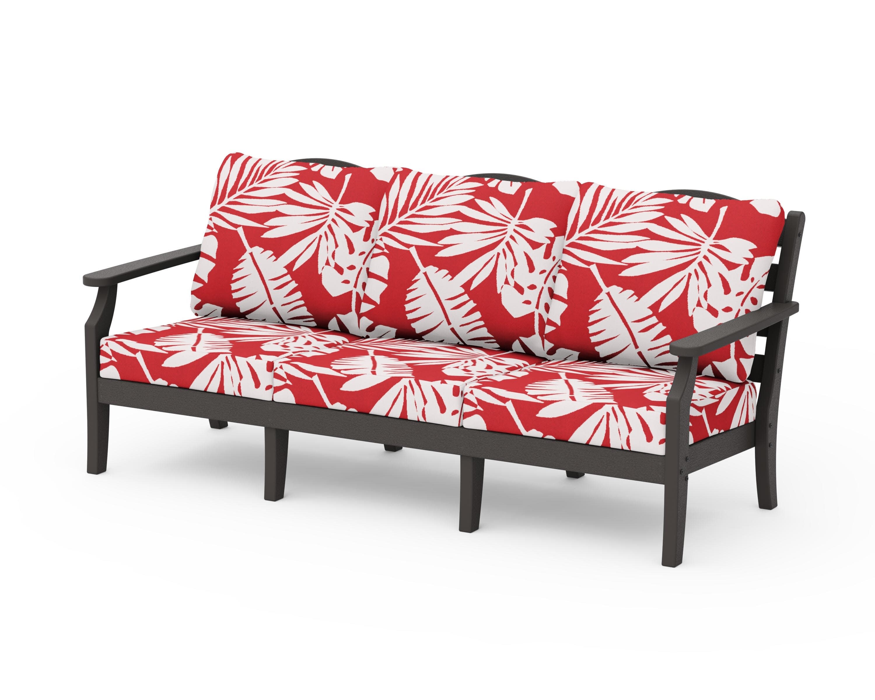 Savannah Deep Seating Sofa in Vintage Coffee / Leaf Crimson