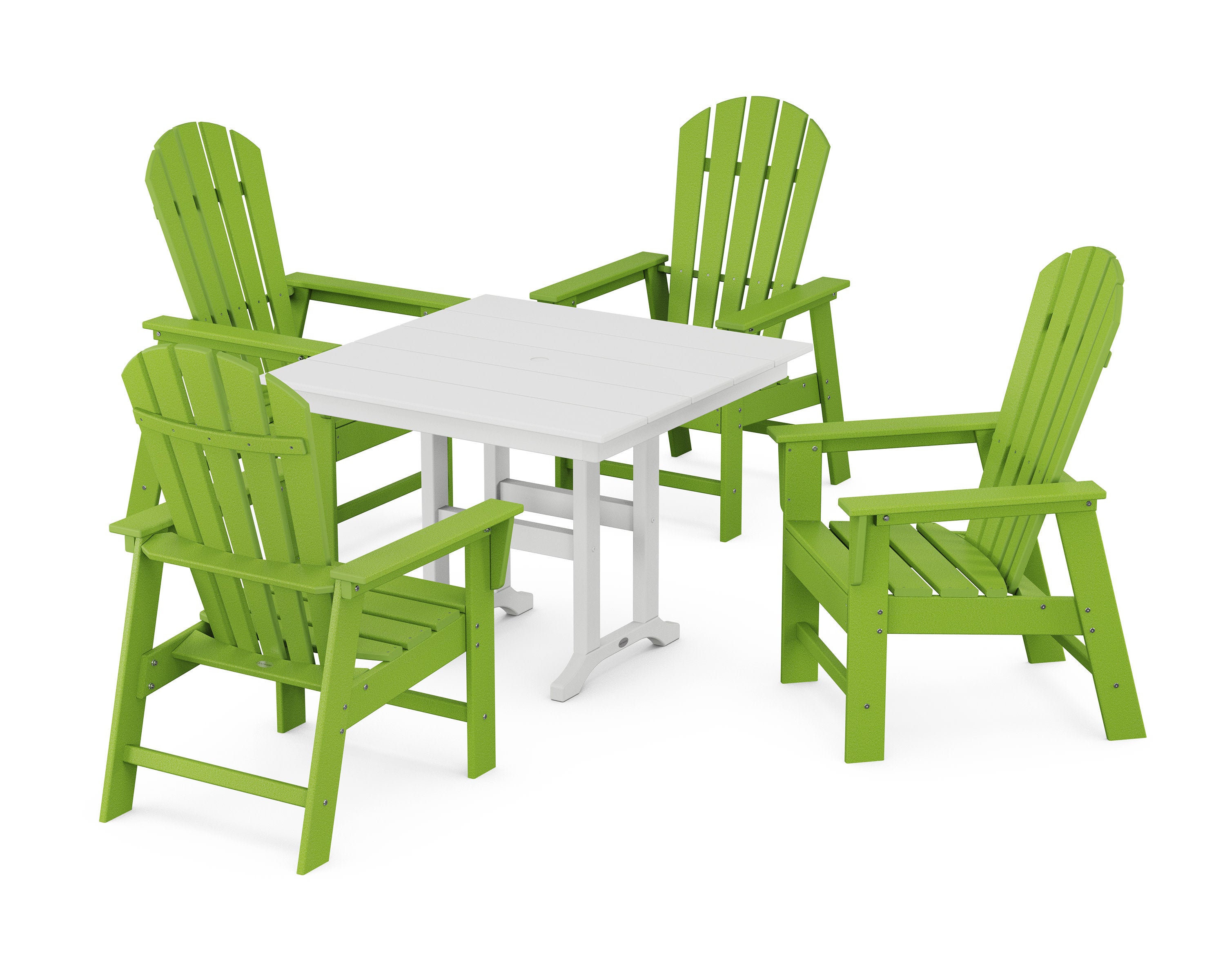 South Beach 5-Piece Farmhouse Dining Set in Lime / White
