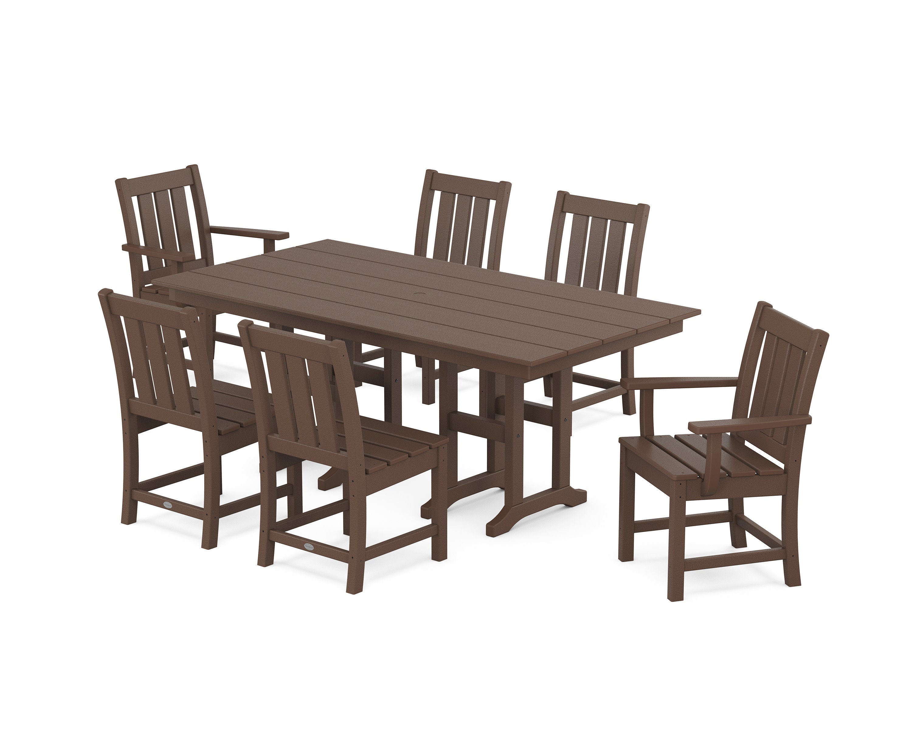 Oxford 7-Piece Farmhouse Dining Set in Mahogany