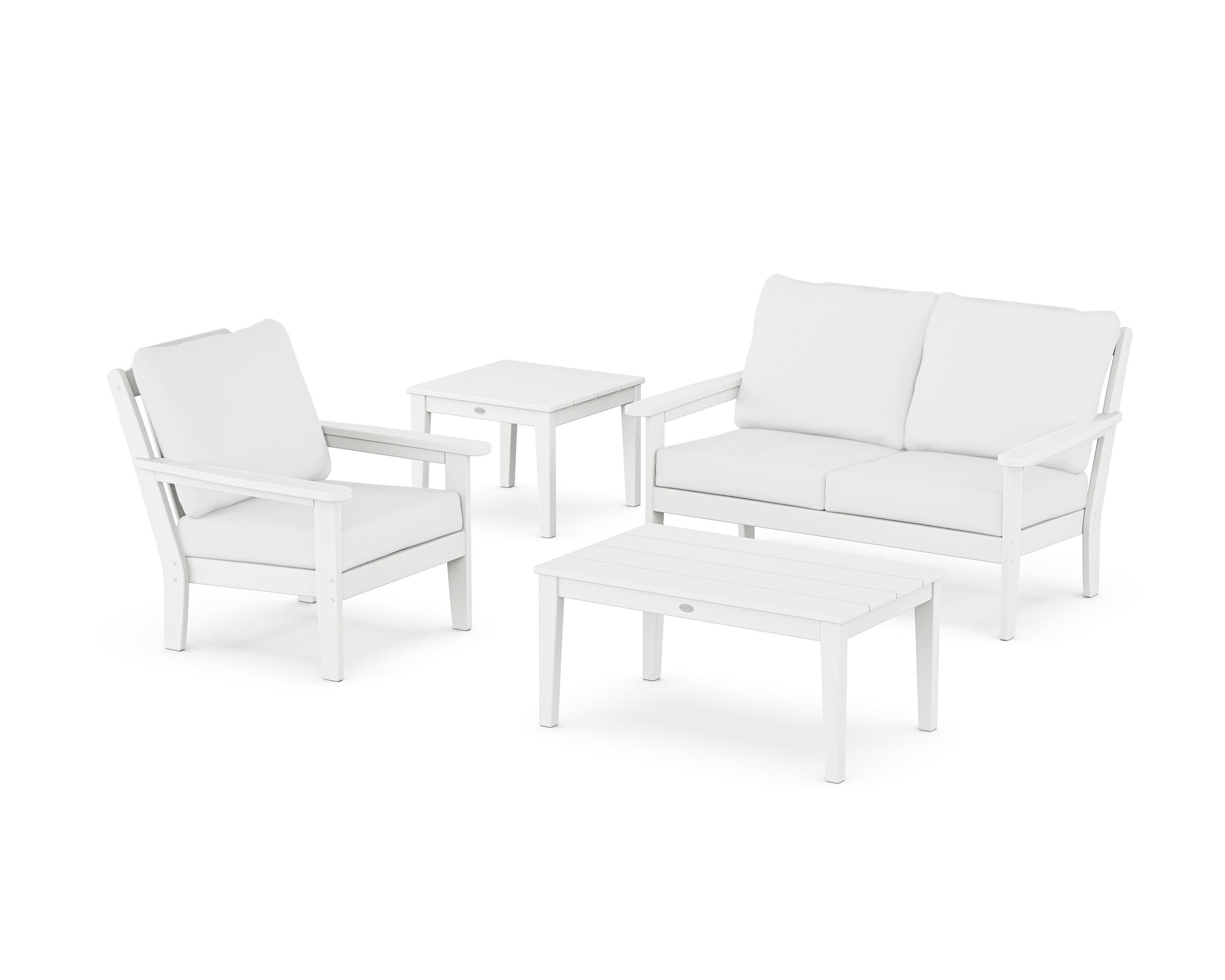 Wovendale 4-Piece Deep Seating Set in White / Natural