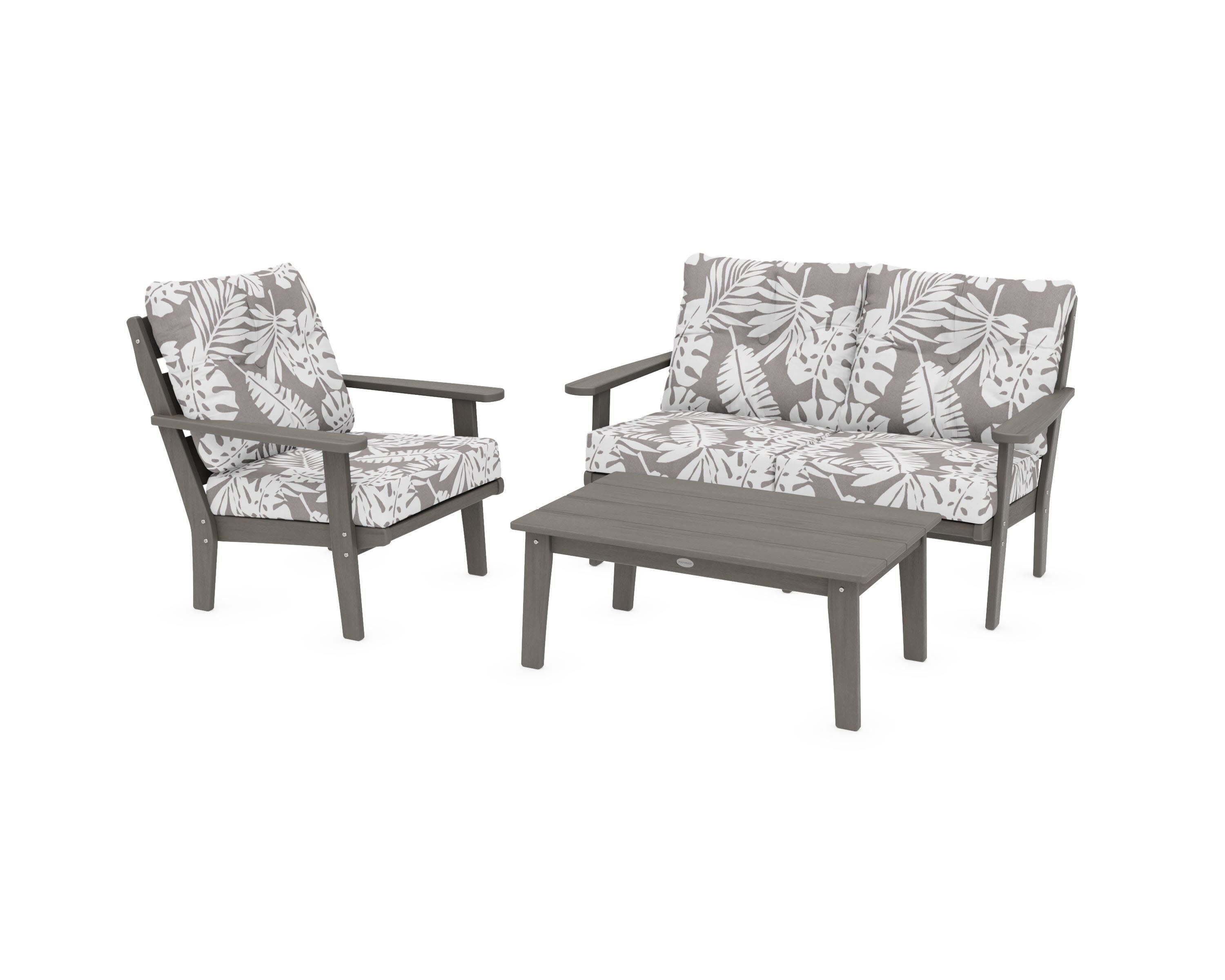Lakeside 3-Piece Deep Seating Set in Driftwood / Leaf Grey Mist