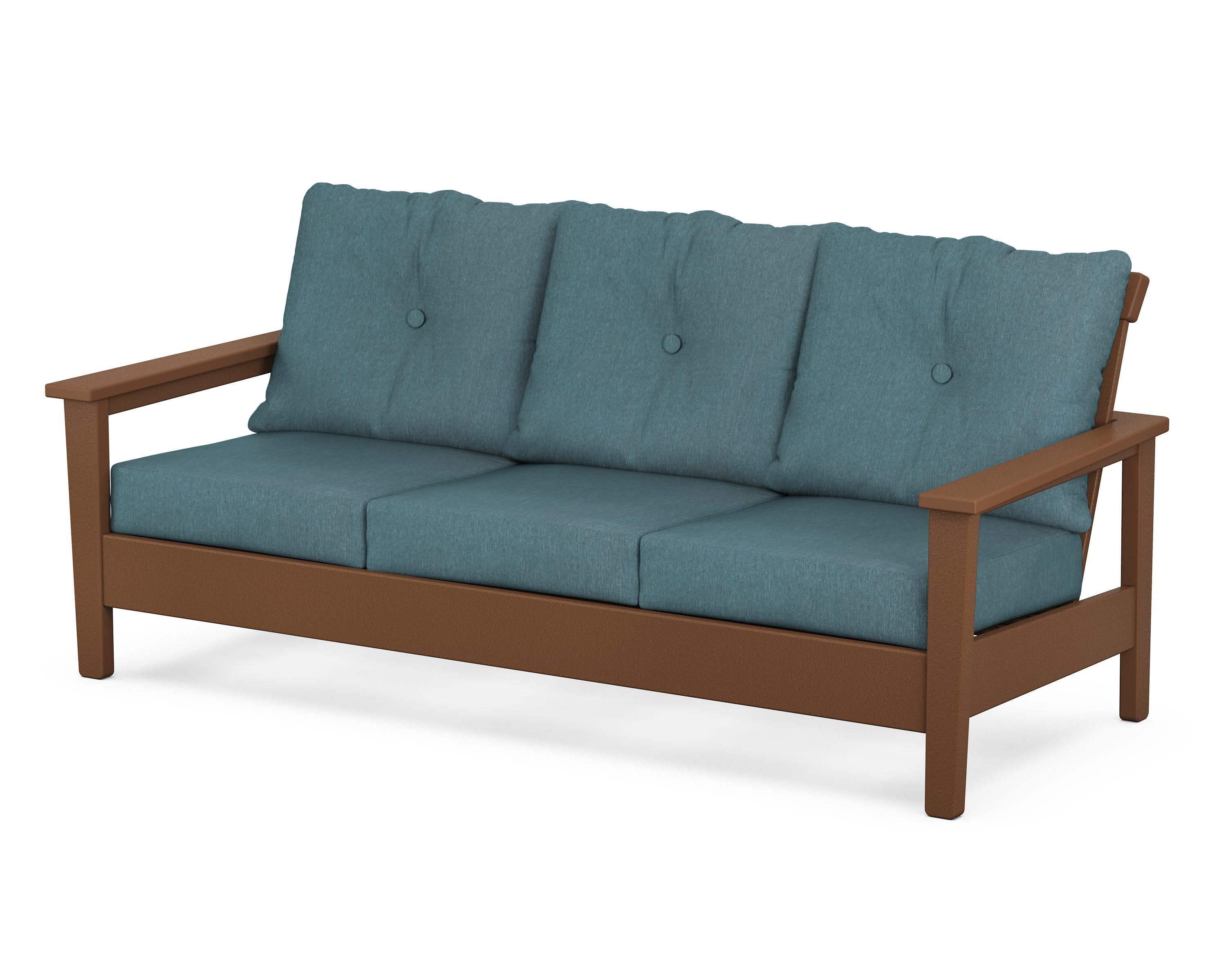Prescott Deep Seating Sofa in Teak / Ocean Teal
