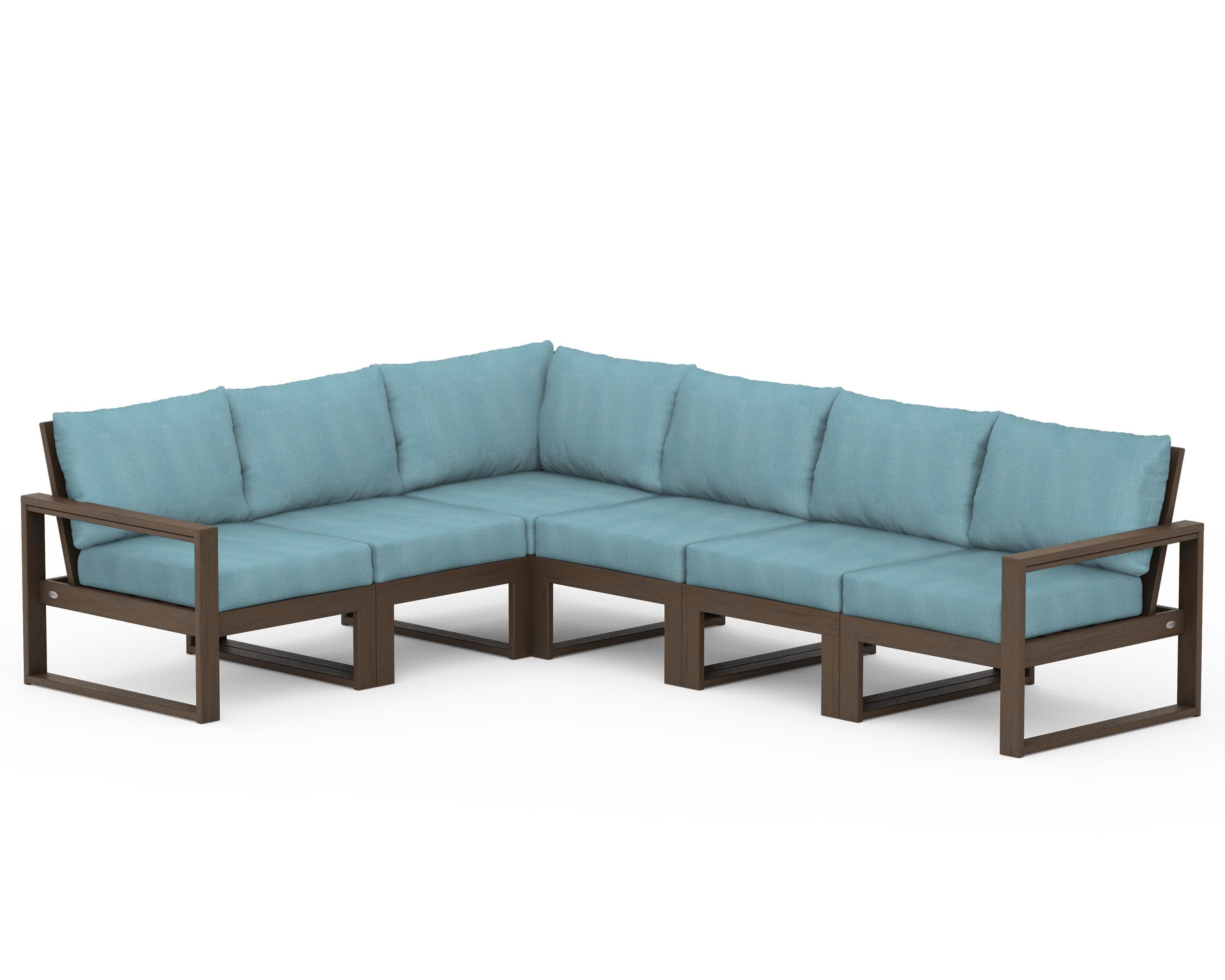 EDGE 6-Piece Modular Deep Seating Set in Kona / Lattice Sky Blue