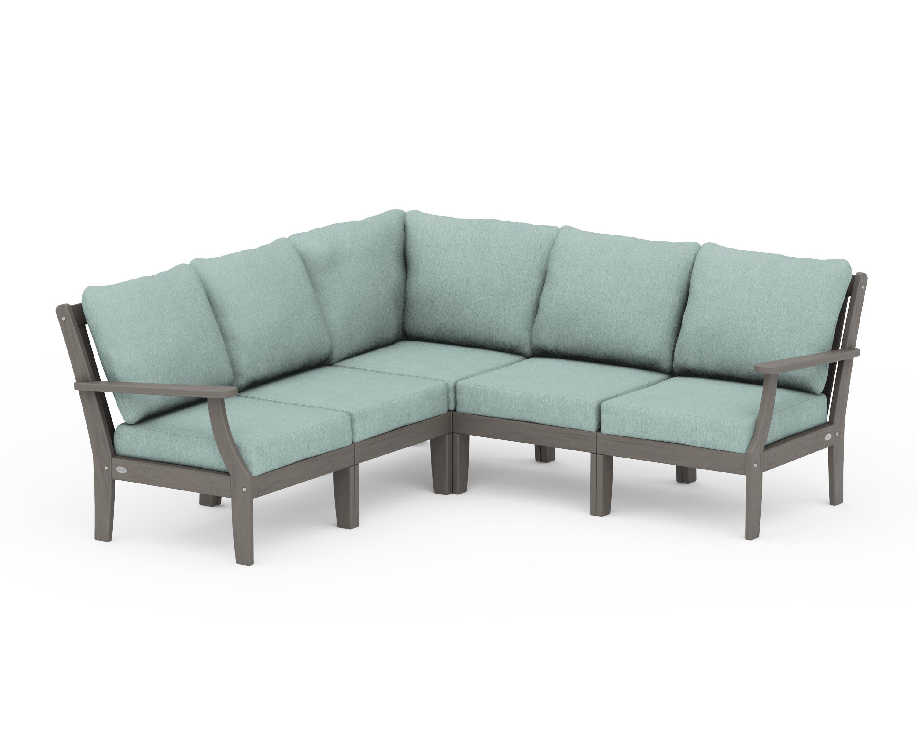 Braxton Modular 5-Piece Deep Seating Set in Driftwood / Glacier Spa