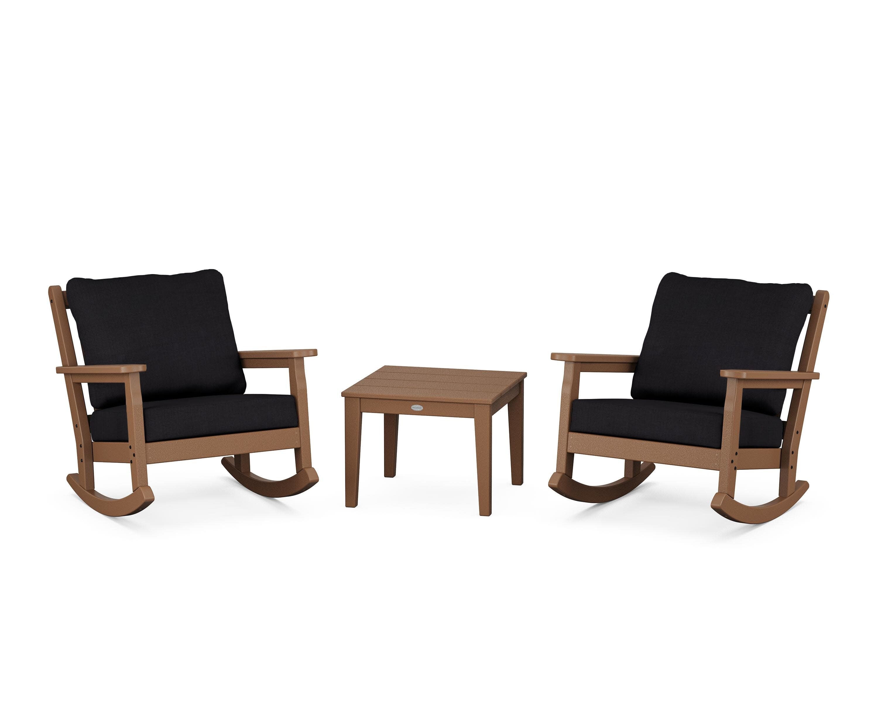 Chippendale 3-Piece Deep Seating Rocker Set in Teak / Midnight Linen