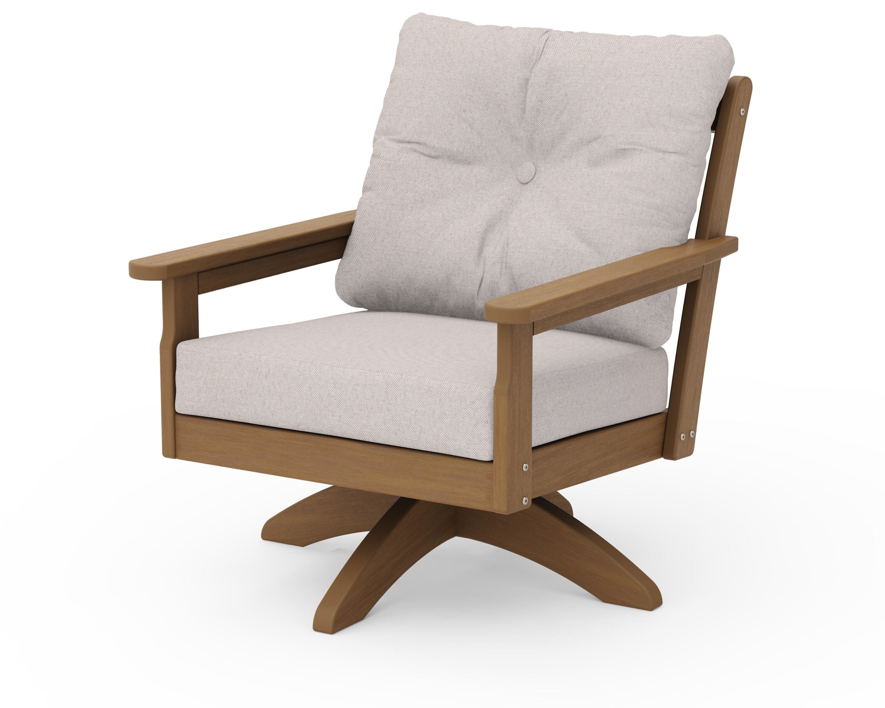 Vineyard Deep Seating Swivel Chair in Natural / Dune Burlap