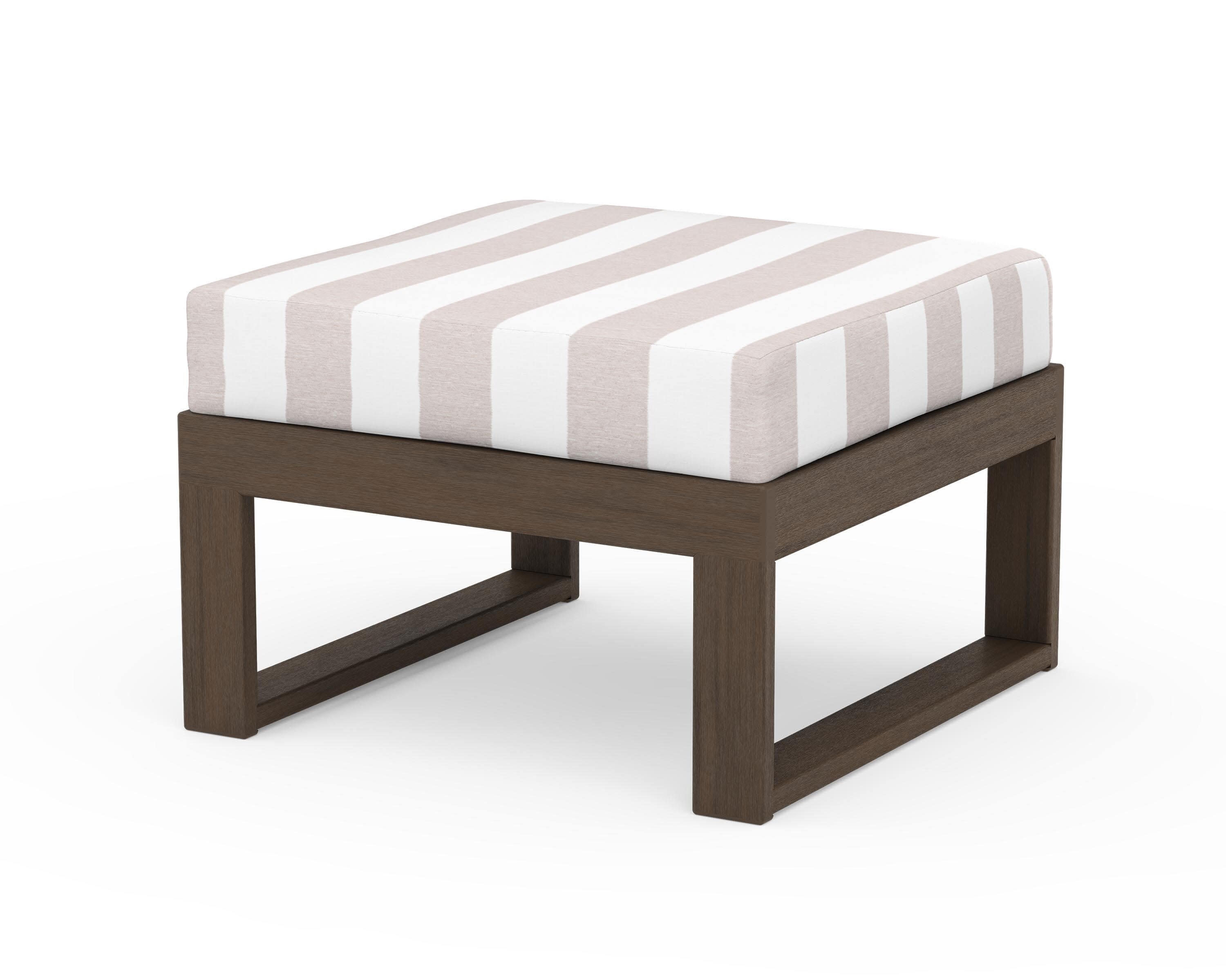 Modular Ottoman - Modern in Kona / Cabana Stripe Dune Burlap