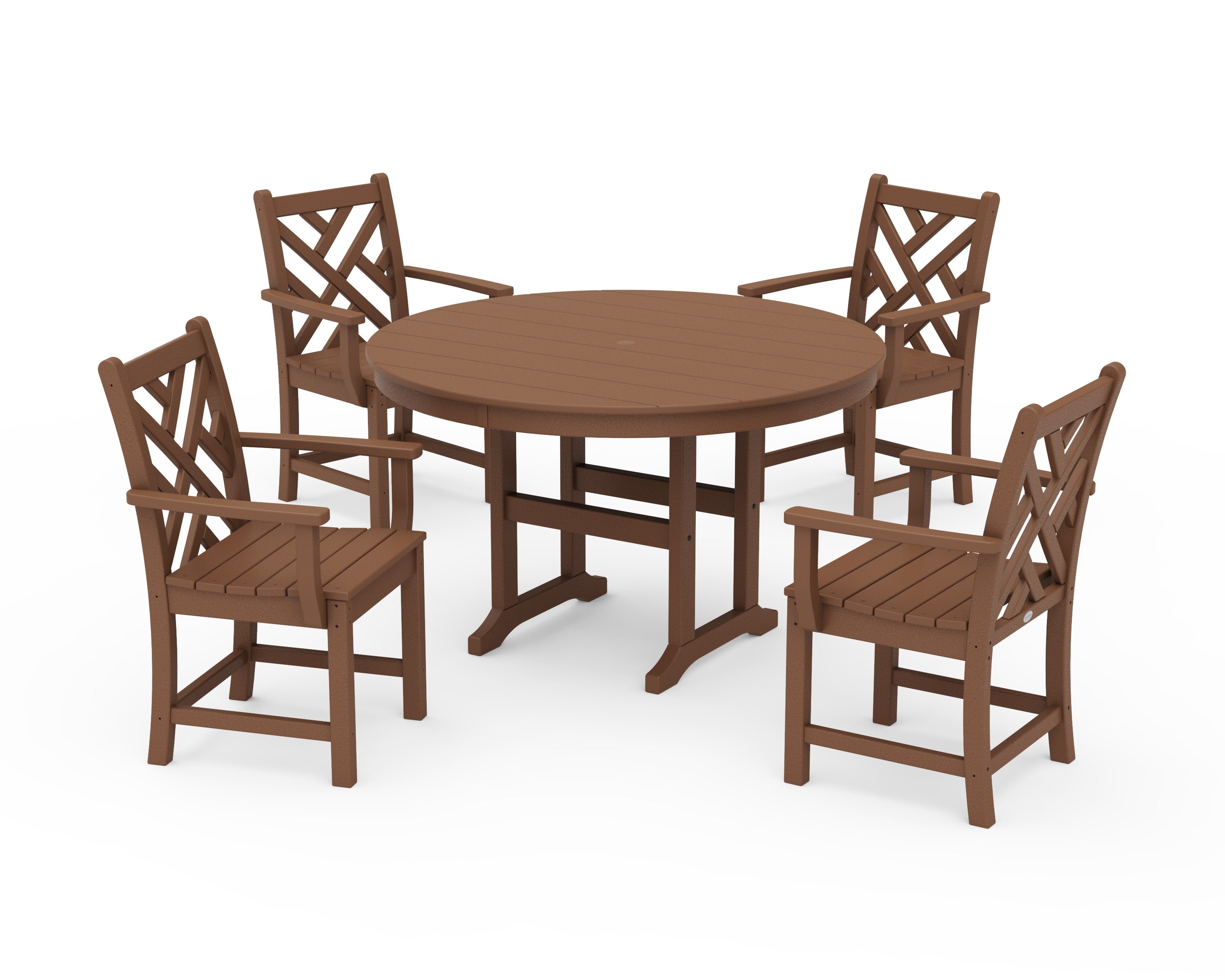 Chippendale 5-Piece Round Farmhouse Dining Set in Teak