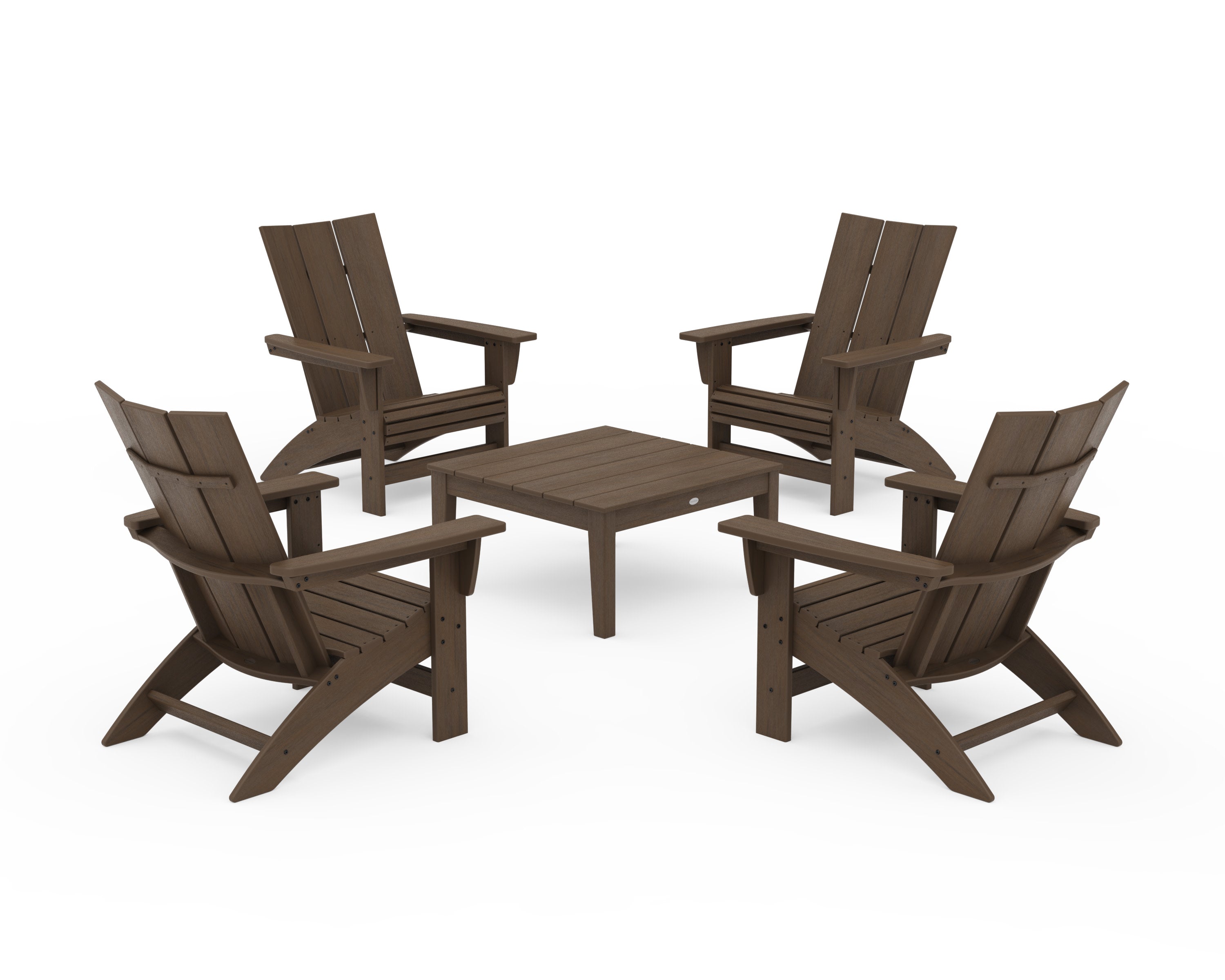 5-Piece Modern Grand Adirondack Chair Conversation Group in Kona