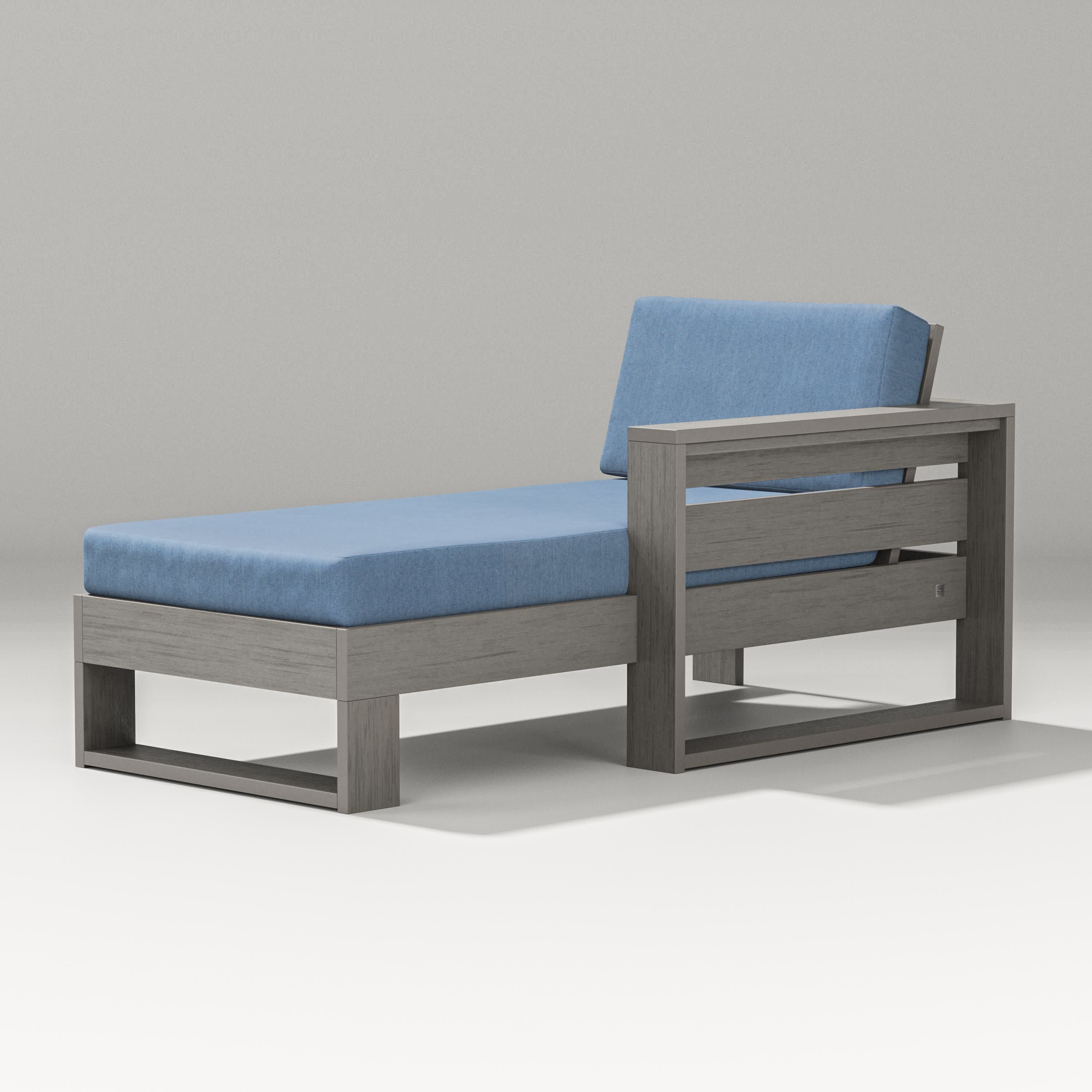 Latitude Modular Right Arm Chaise in Driftwood / Sky Blue