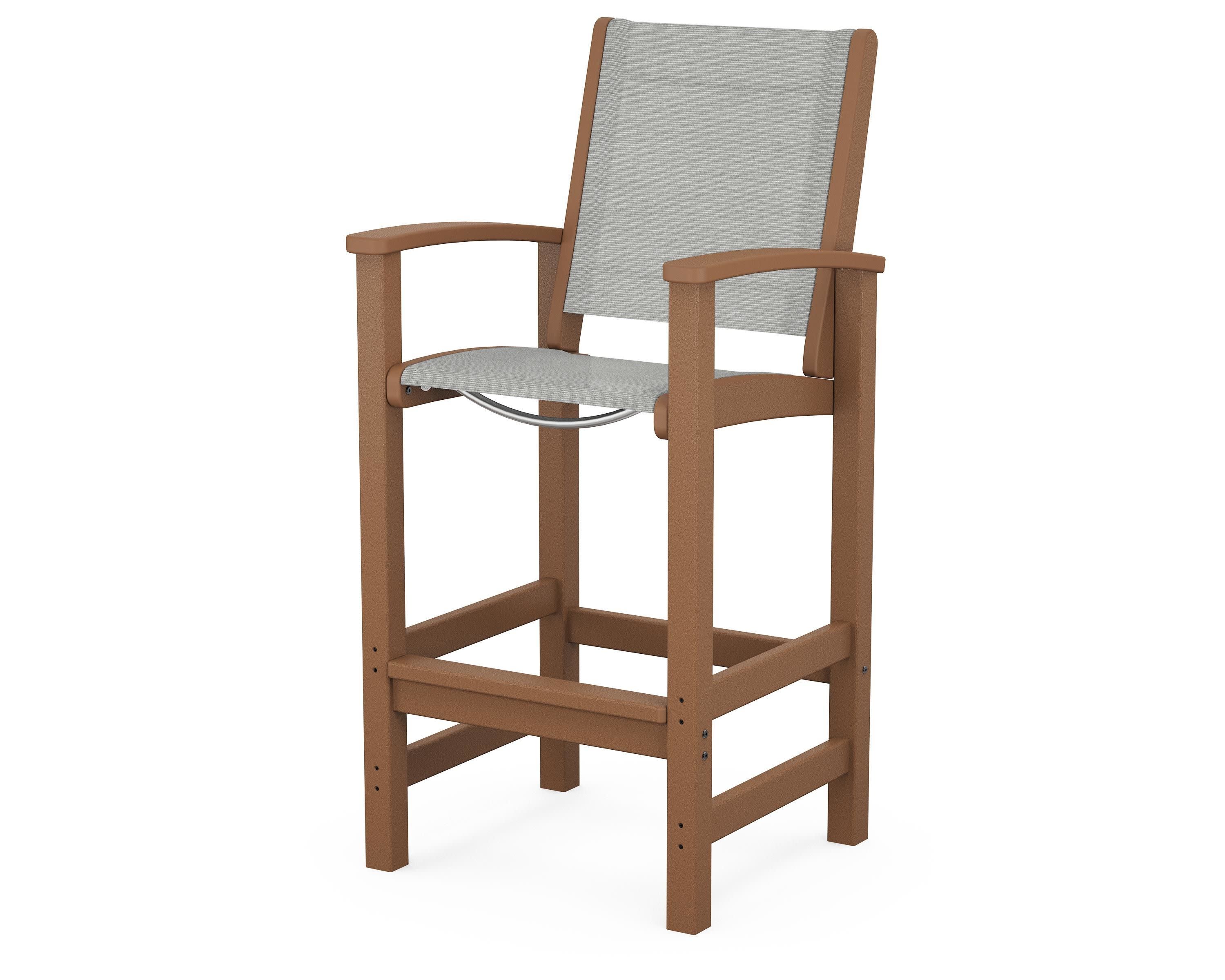 Coastal Bar Chair in Teak / Metallic Sling