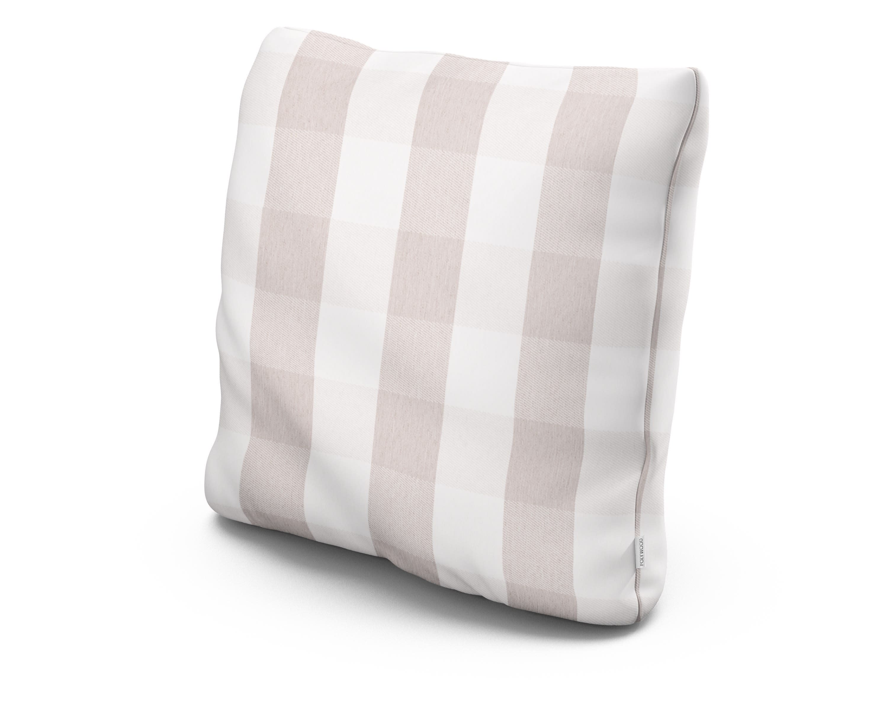 22" Outdoor Throw Pillow in Buffalo Plaid Dune Burlap
