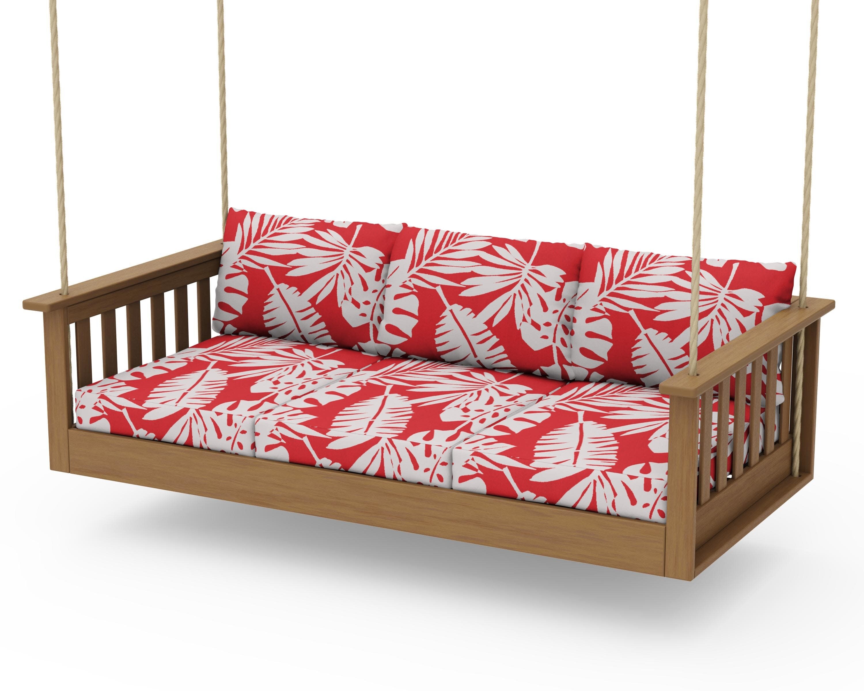 Vineyard Daybed Swing in Natural / Leaf Crimson