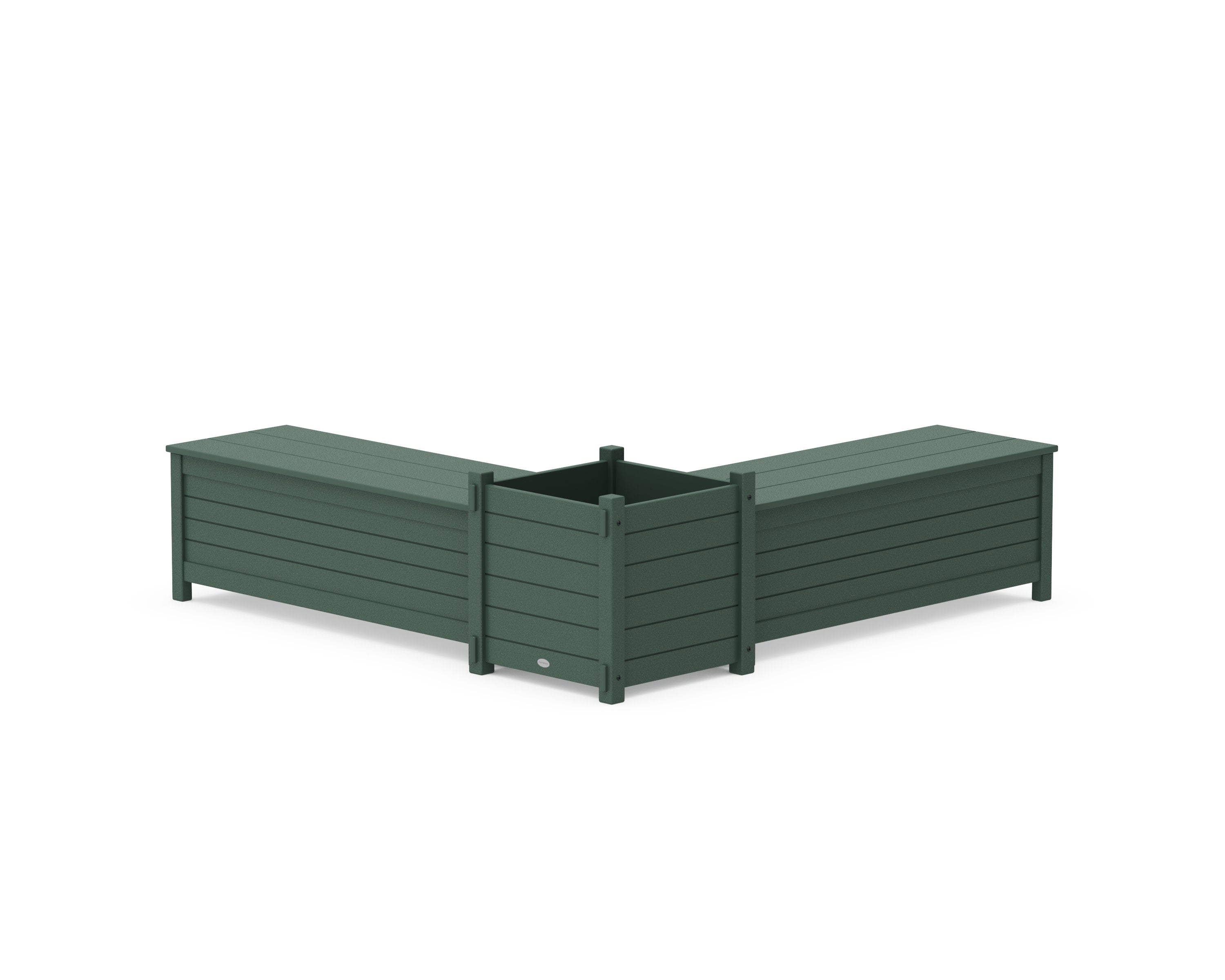 48" Nautical L- Shaped Planter Storage Bench Set- Large in Green