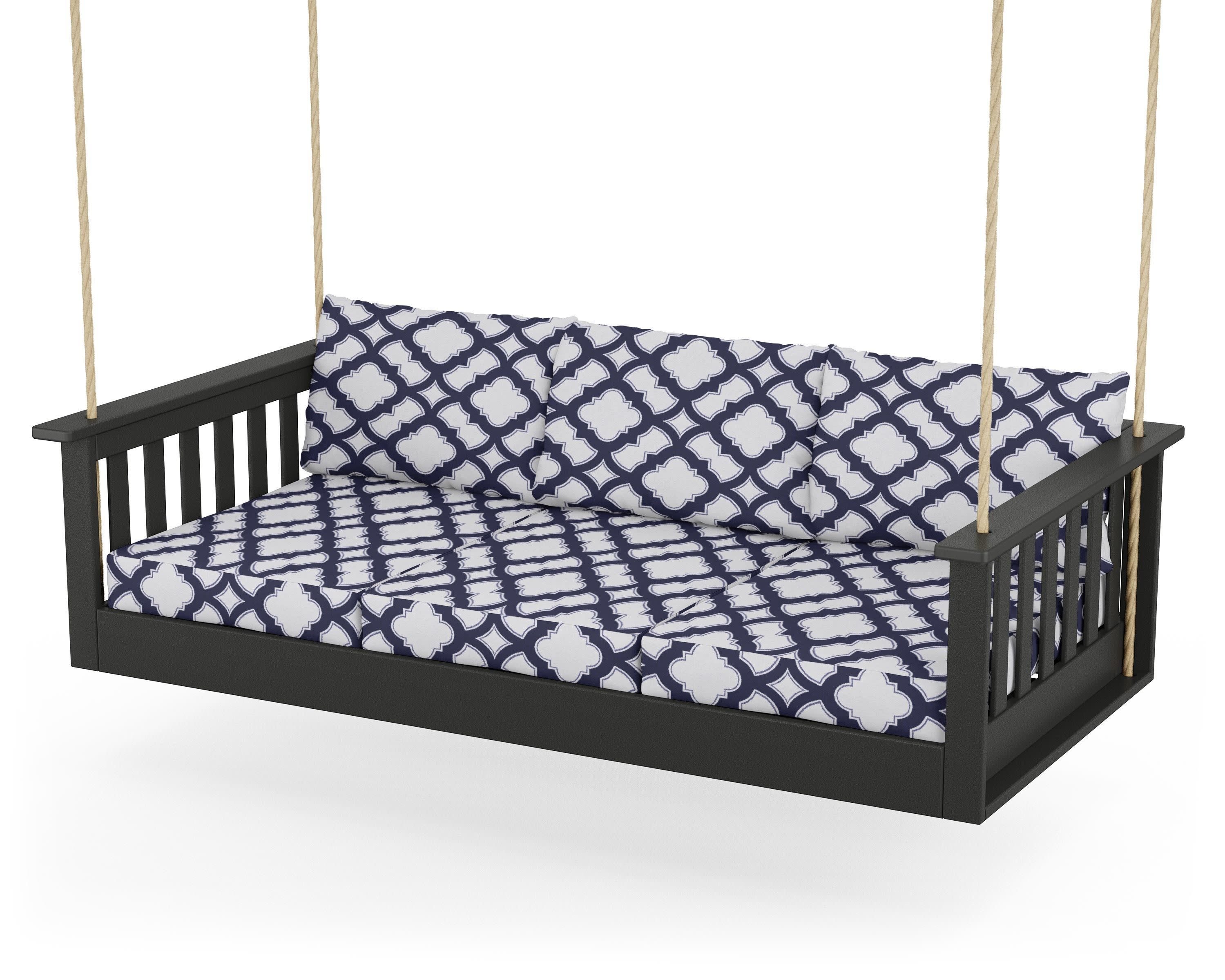 Vineyard Daybed Swing in Black / Trellis Navy