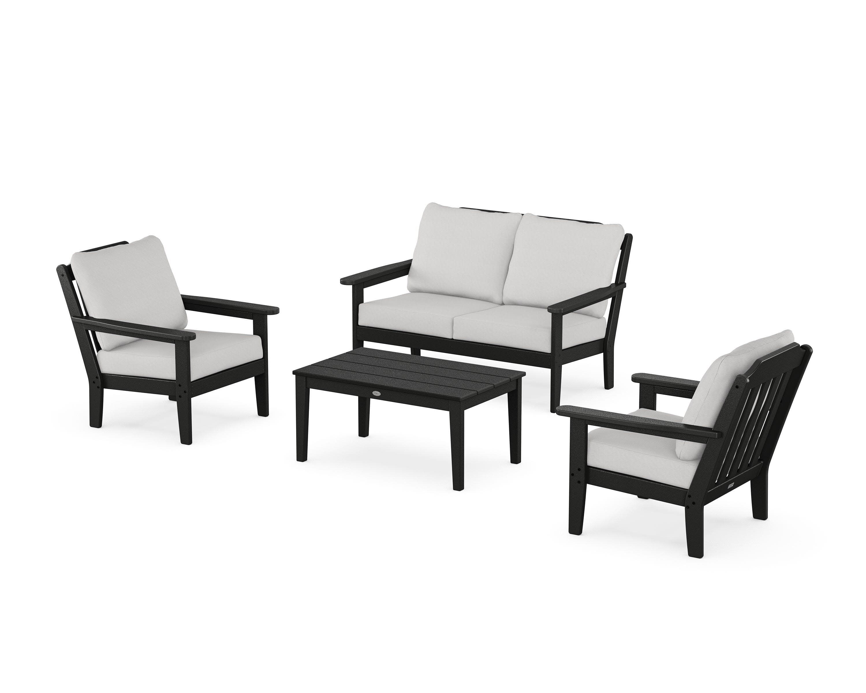 Cottage 4-Piece Deep Seating Set with Loveseat in Black / Diamond in the Rough