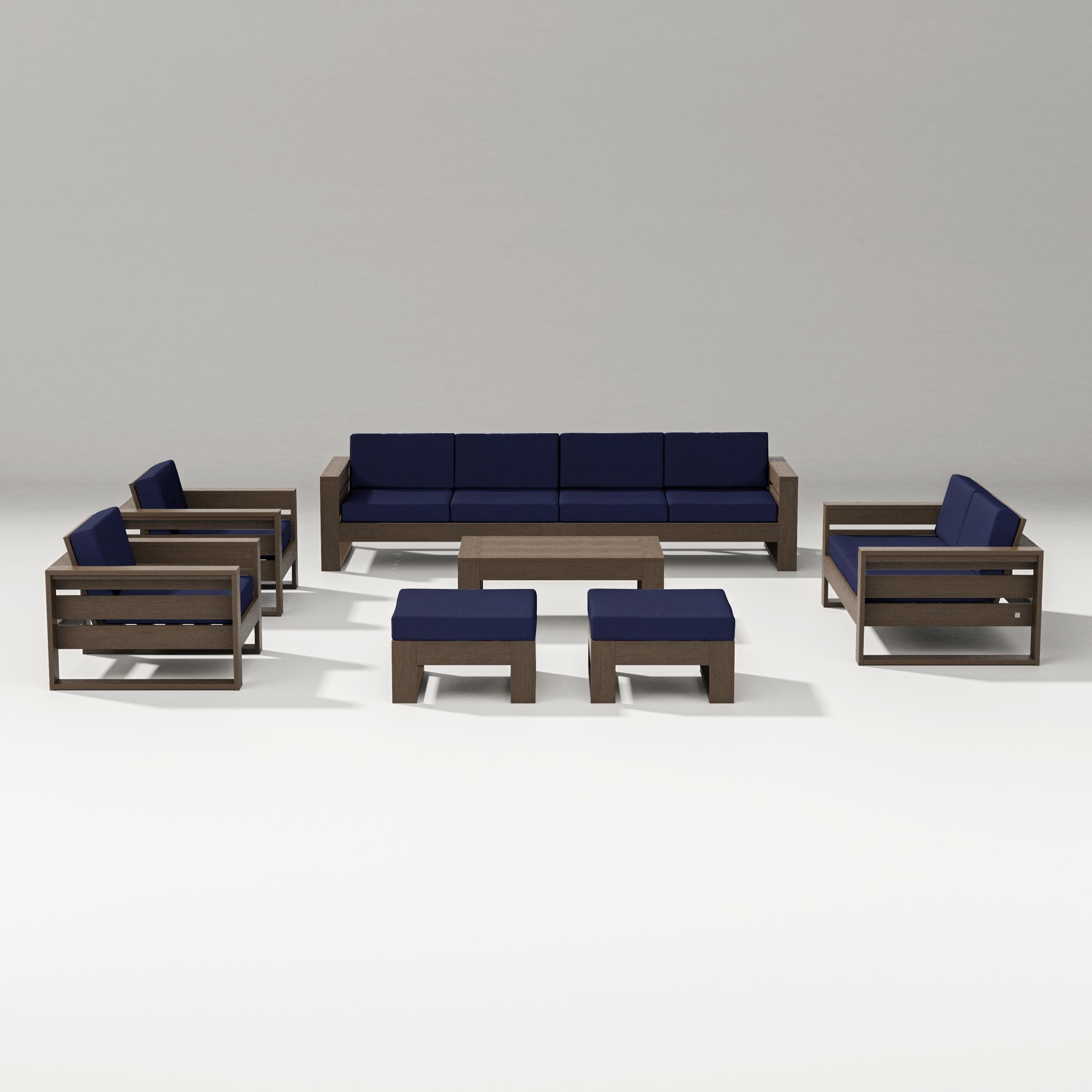 Latitude 8-Piece Lounge Sofa Set in Kona / Navy