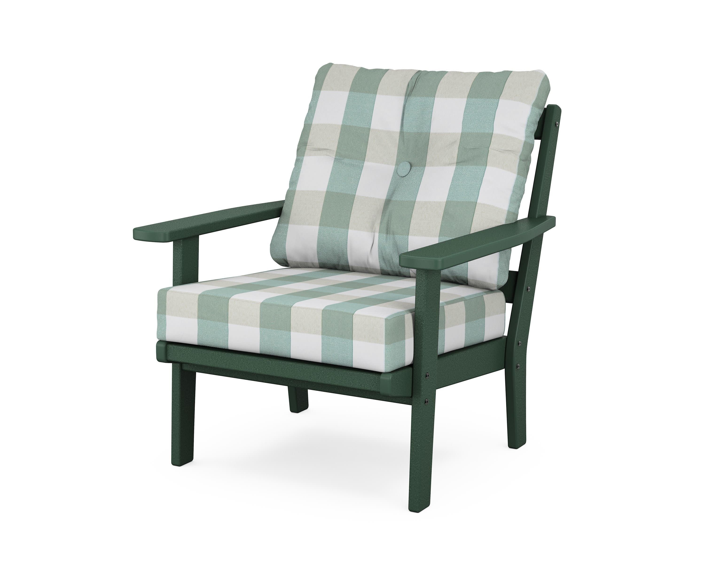 Oxford Deep Seating Chair in Green / Buffalo Plaid Glacier Spa