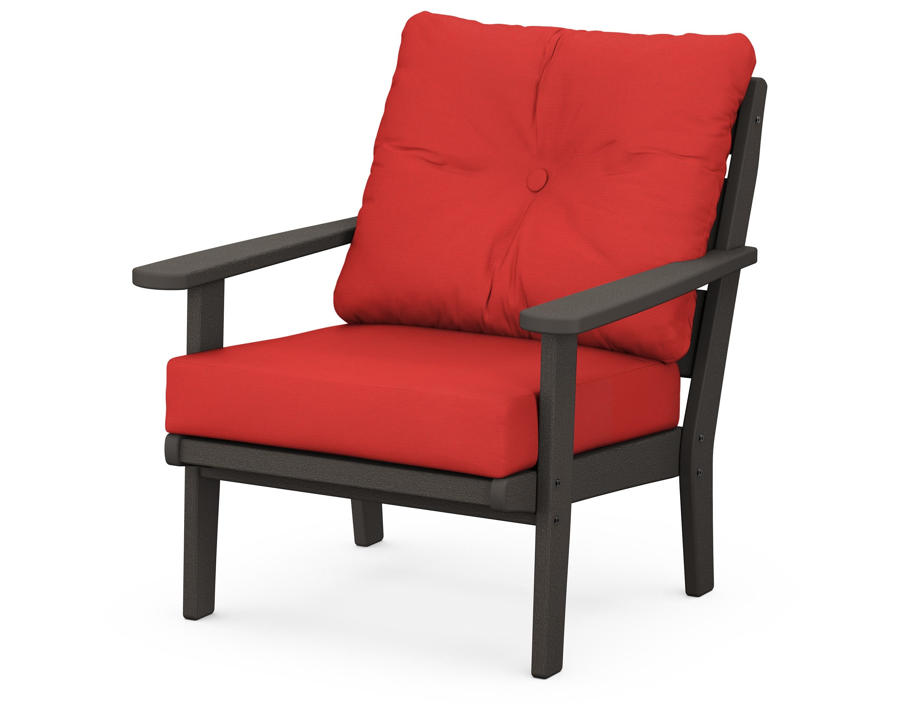 Lakeside Deep Seating Chair in Vintage Coffee / Crimson Linen