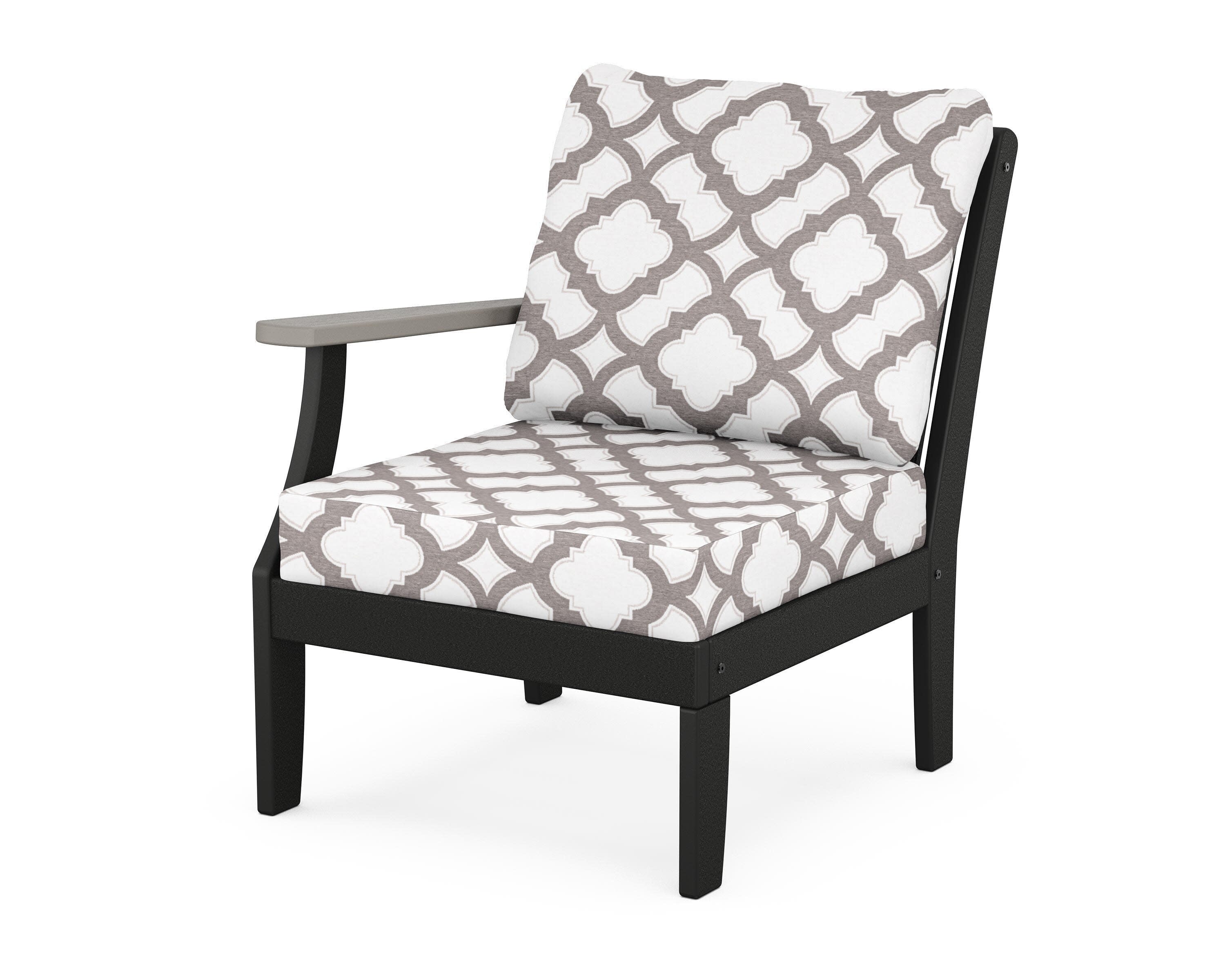 Braxton Modular Left Arm Chair in Black / Driftwood / Trellis Grey Mist
