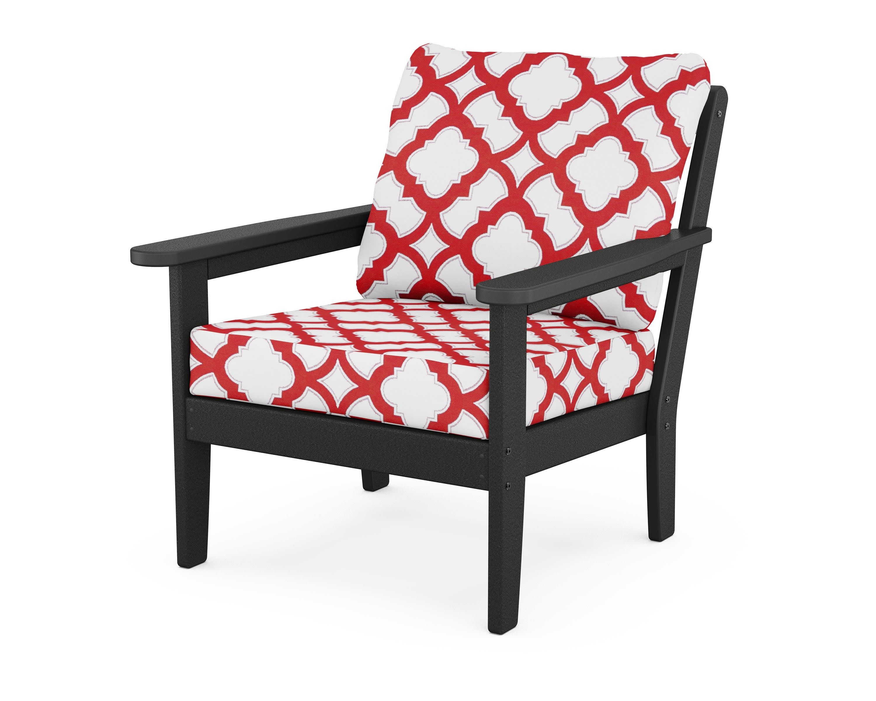 Cottage Deep Seating Chair in Black / Trellis Crimson